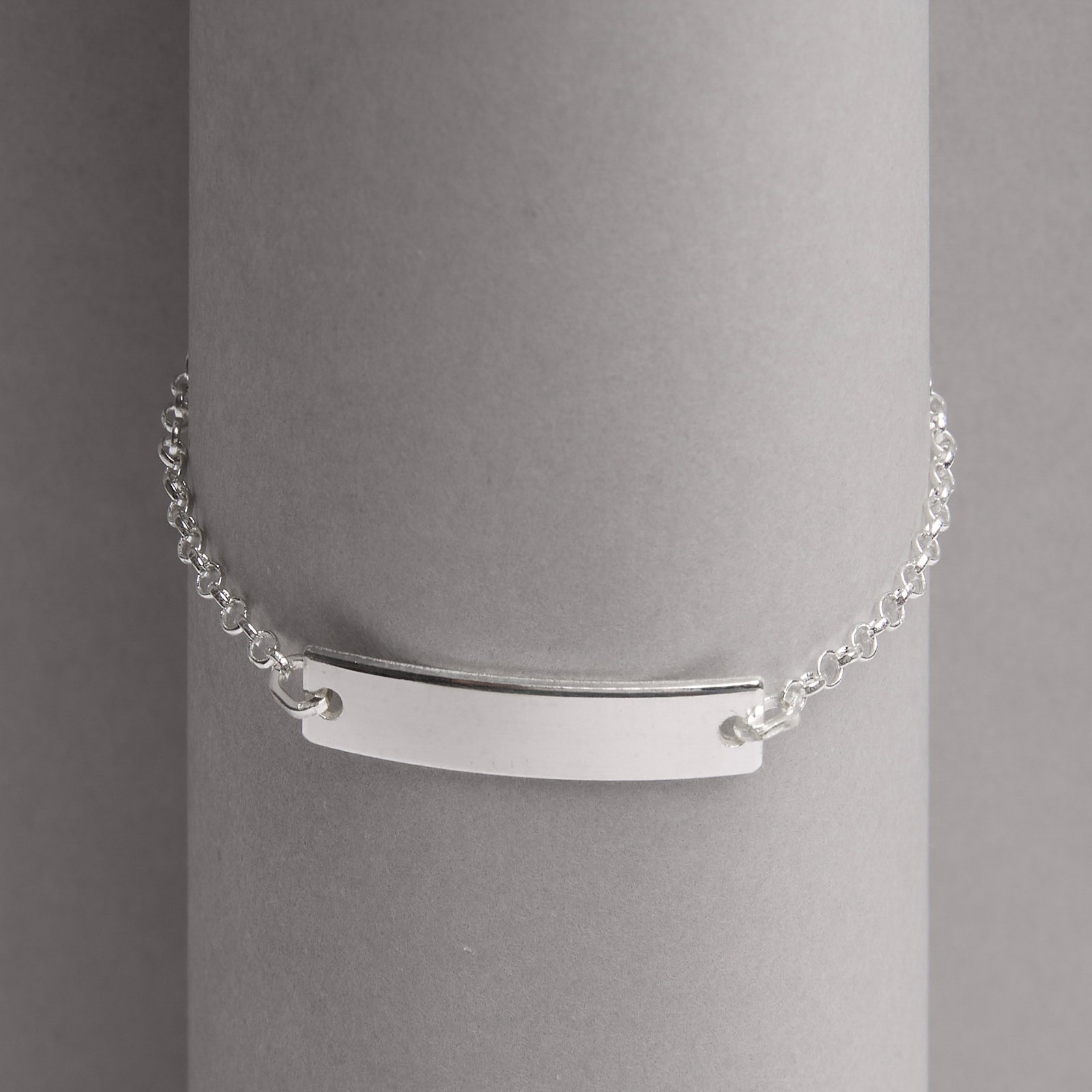 Pulseira infantil entremeio placa 25mm corrente elo português 14cm