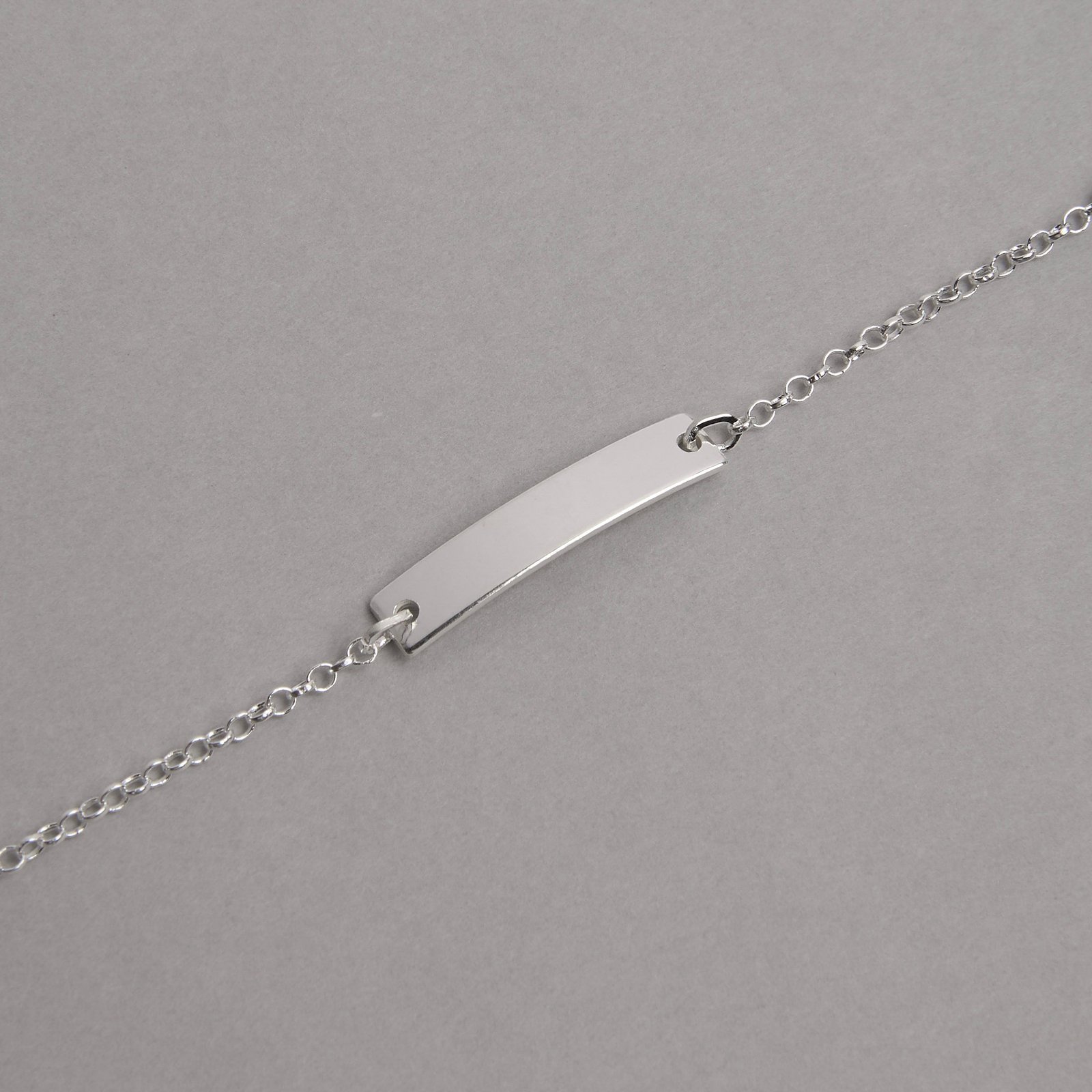 Pulseira infantil entremeio placa 25mm corrente elo português 14cm