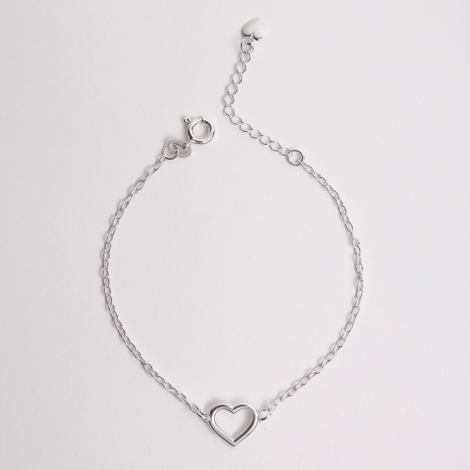 Pulseira entremeio coração vazado 10mm corrente cadeado 19cm