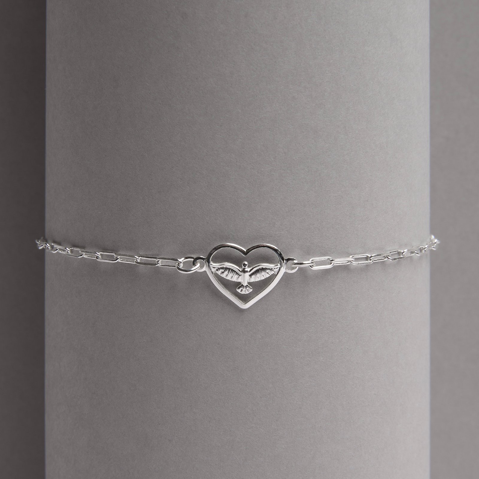 Pulseira entremeio coração Espírito Santo 11mm corrente cartier 16+4cm