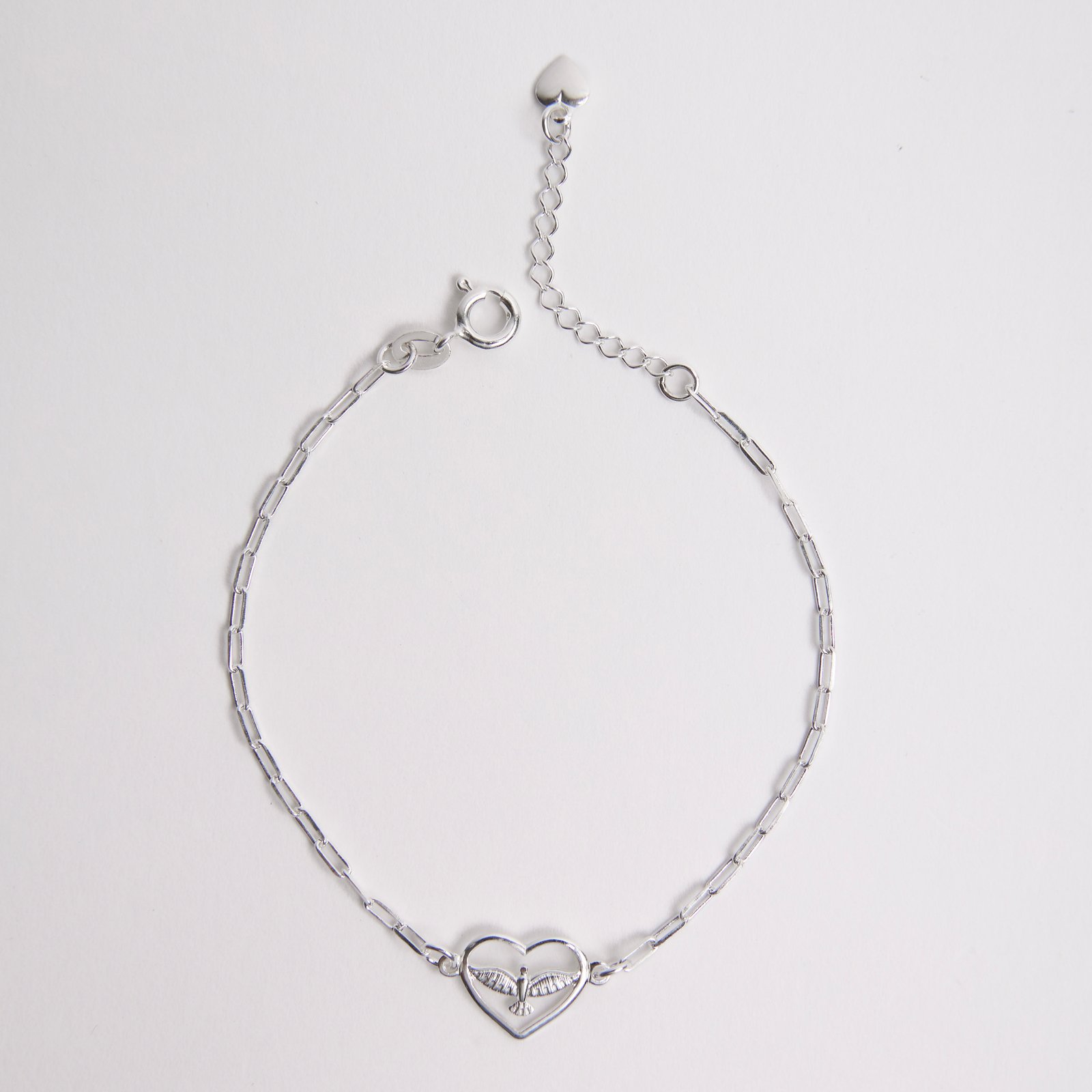 Pulseira entremeio coração Espírito Santo 11mm corrente cartier 16+4cm