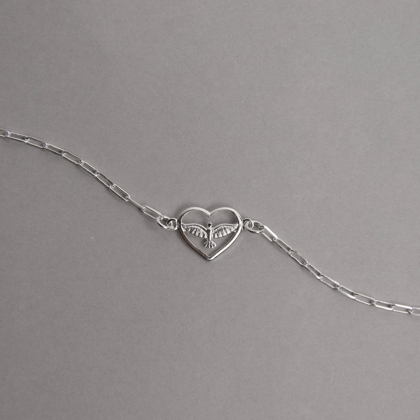 Pulseira entremeio coração Espírito Santo 11mm corrente cartier 16+4cm