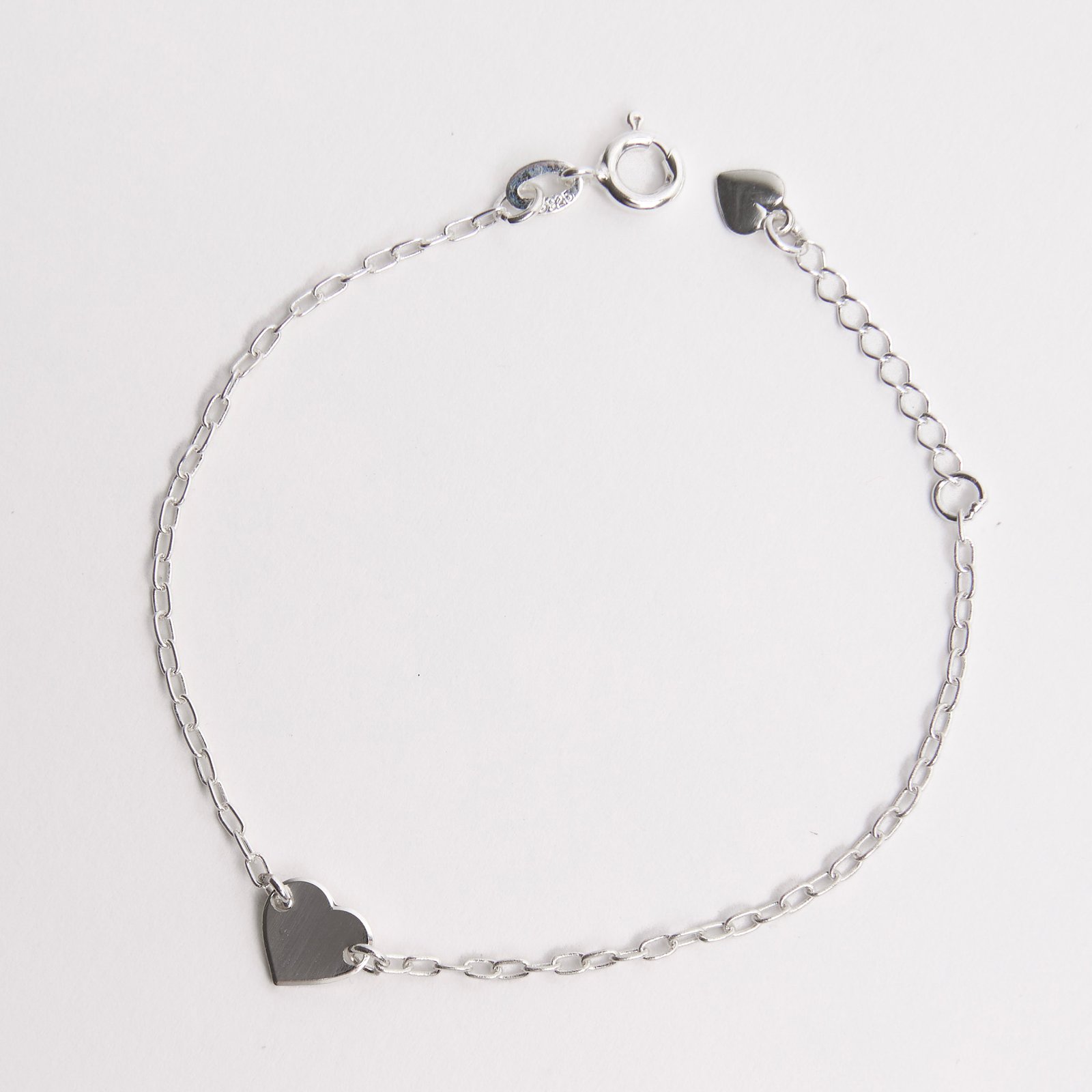 Pulseira entremeio coração 8mm corrente cadeado 15+2cm