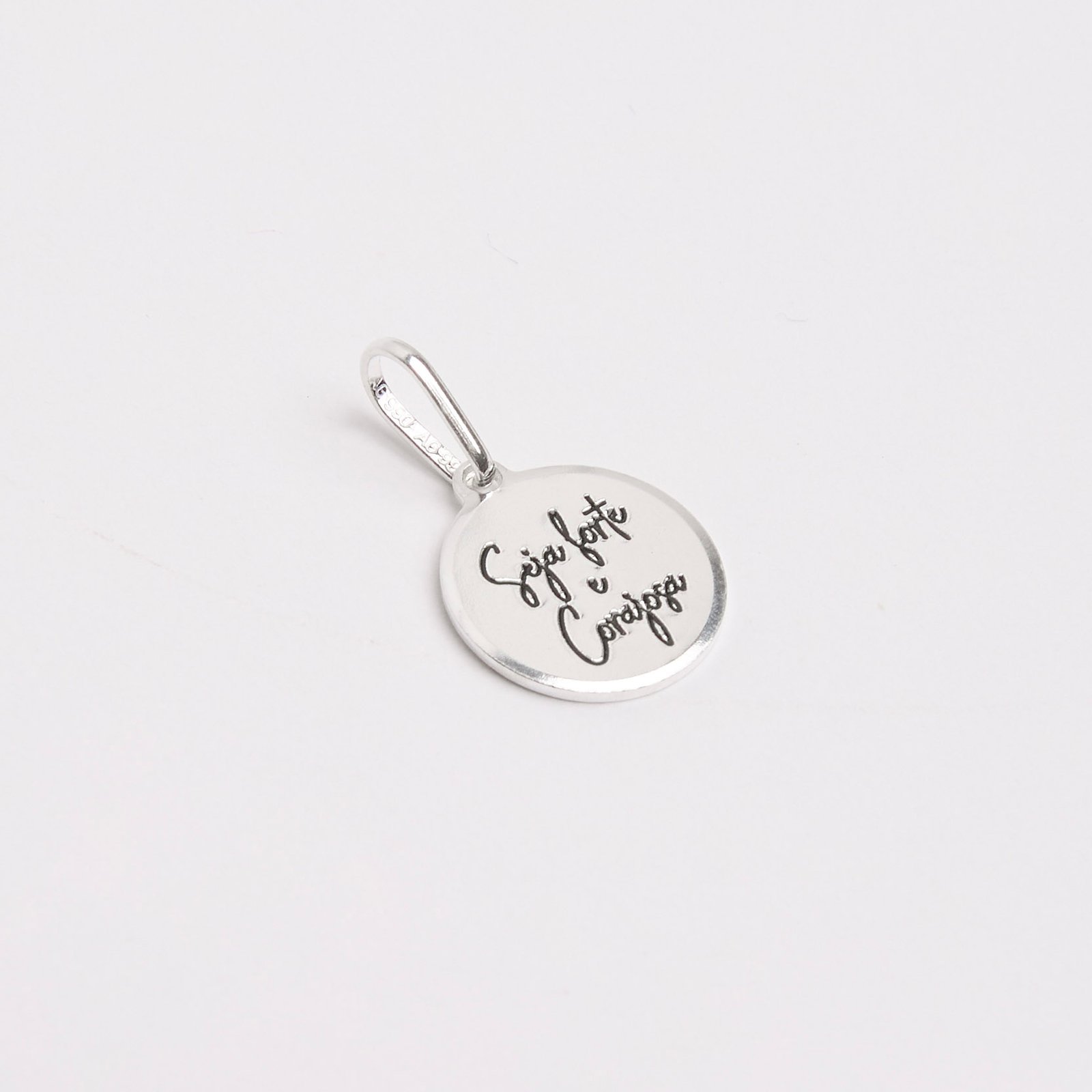 Pingente medalha seja forte e corajosa 12mm