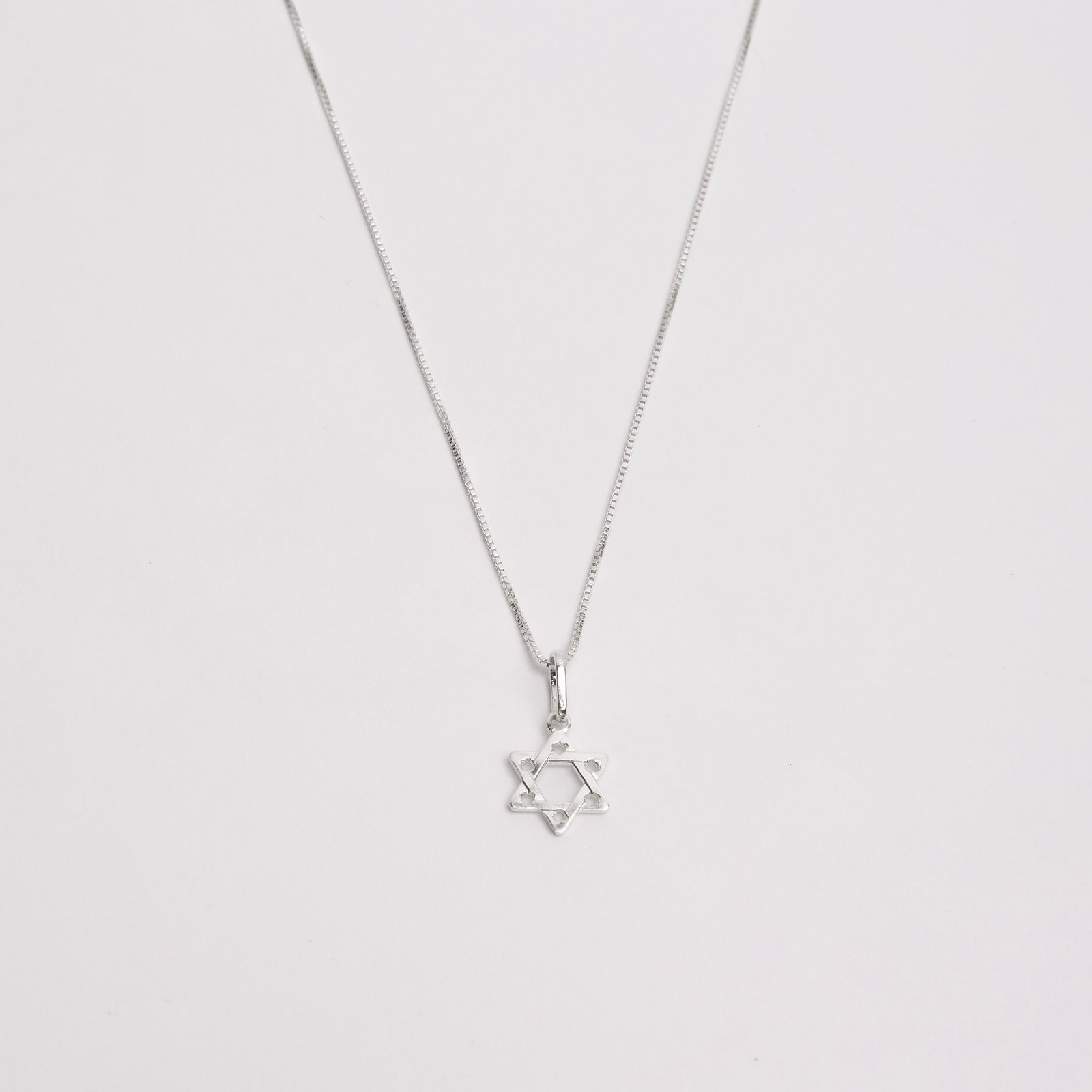 Colar pingente estrela de Davi lisa 12mm 40cm