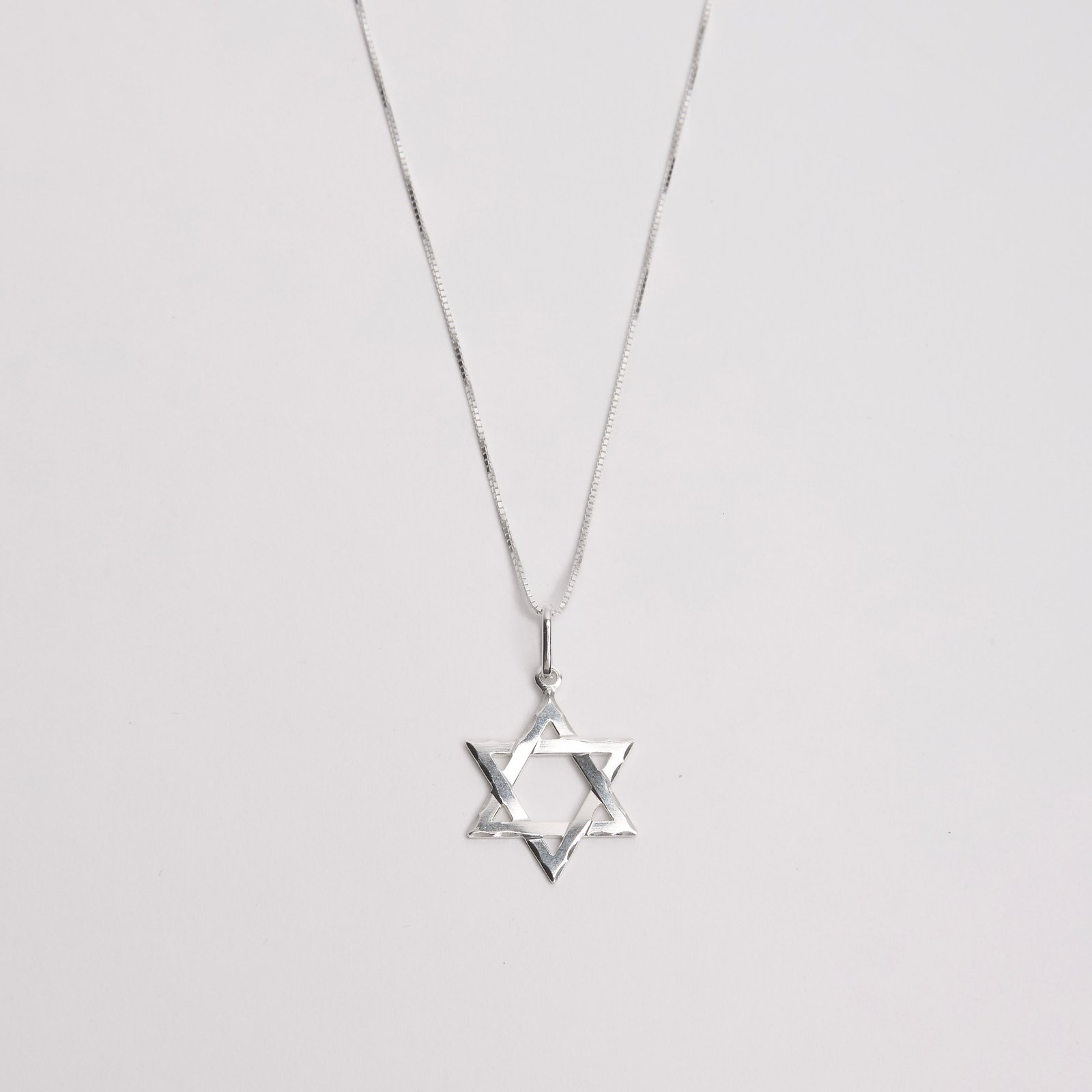 Colar pingente estrela de Davi 22mm 45cm