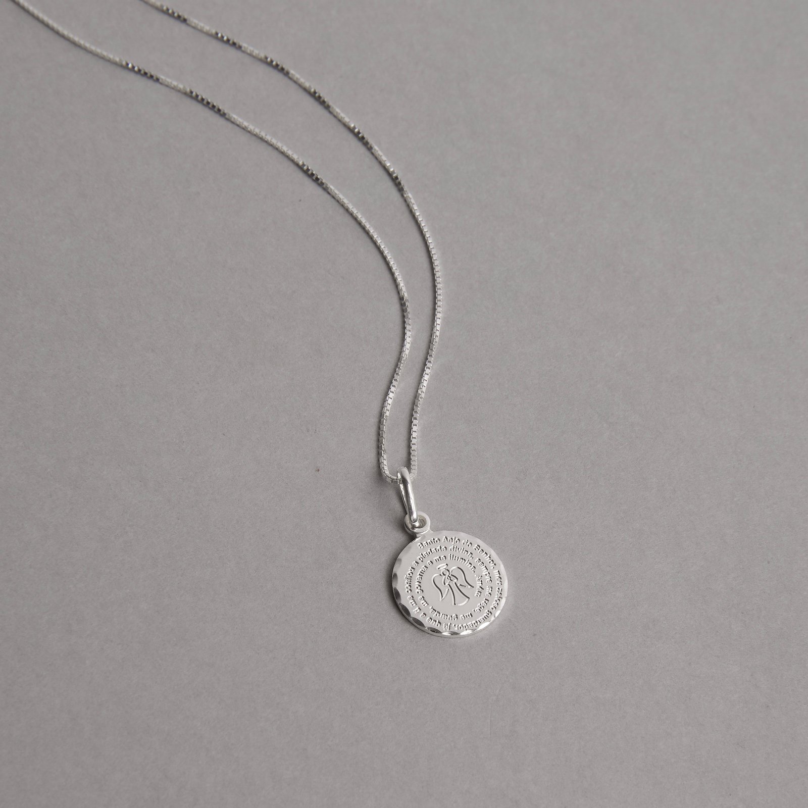 Colar pingente medalha Santo Anjo 12mm 40cm