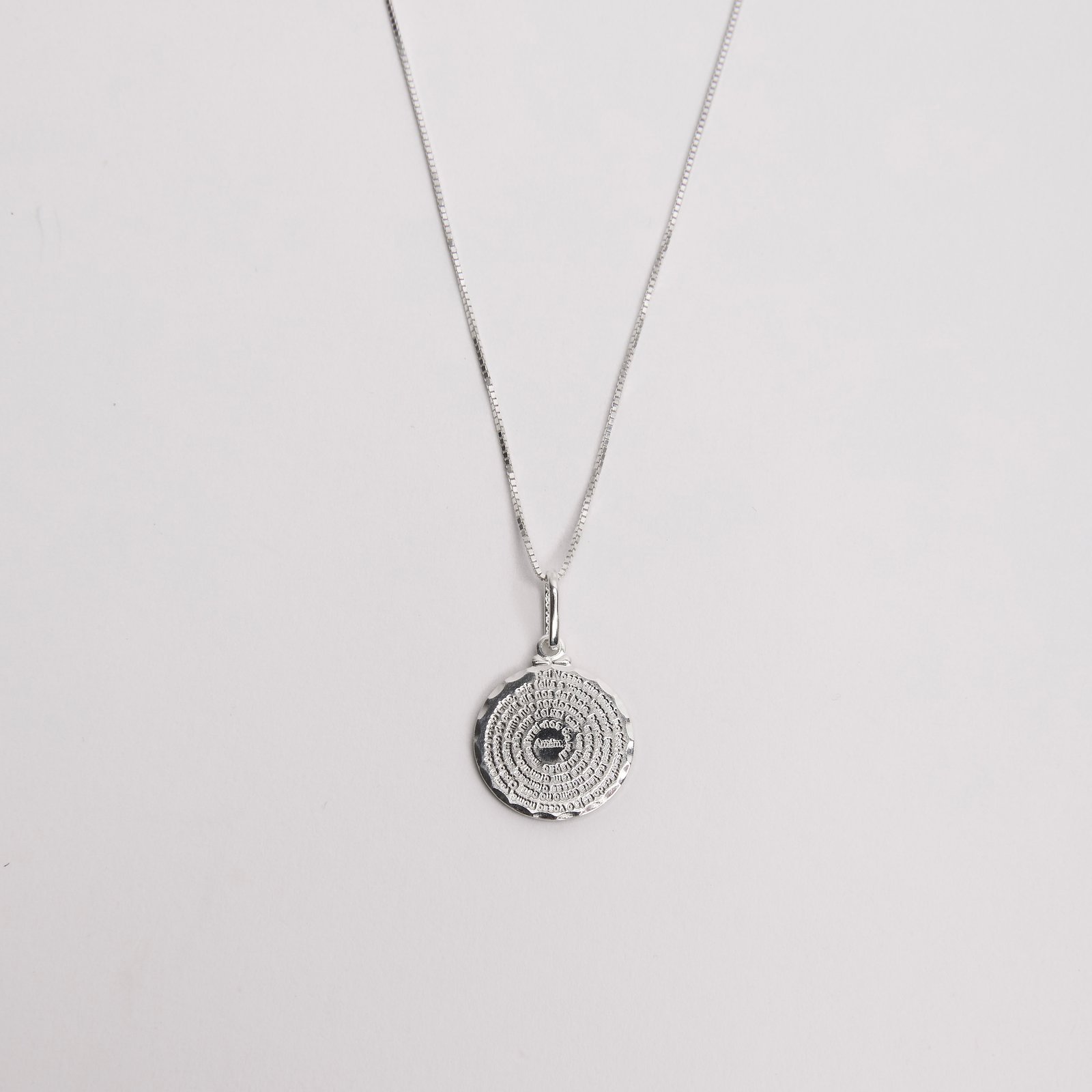Colar pingente medalha Pai Nosso 15mm 45cm