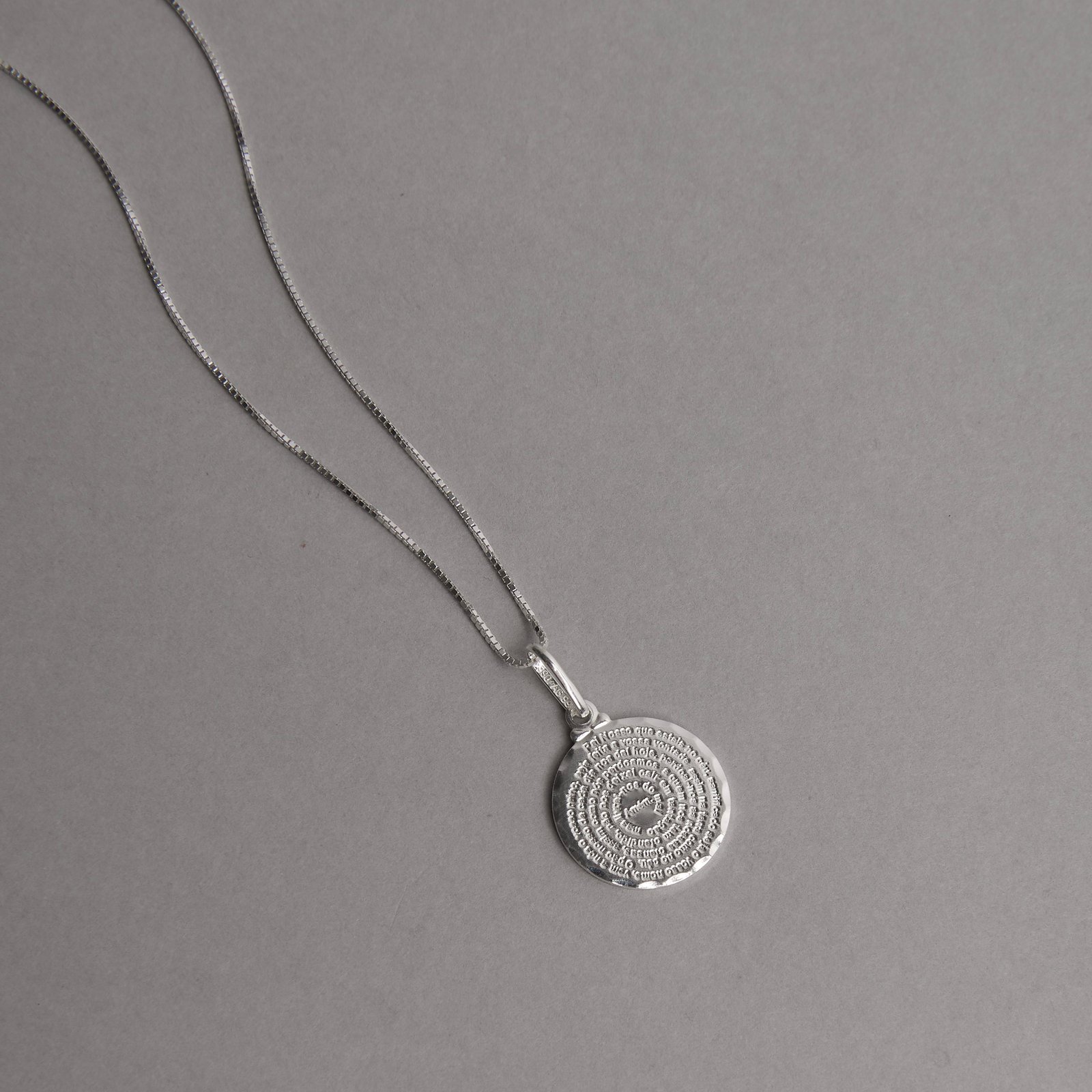 Colar pingente medalha Pai Nosso 15mm 45cm