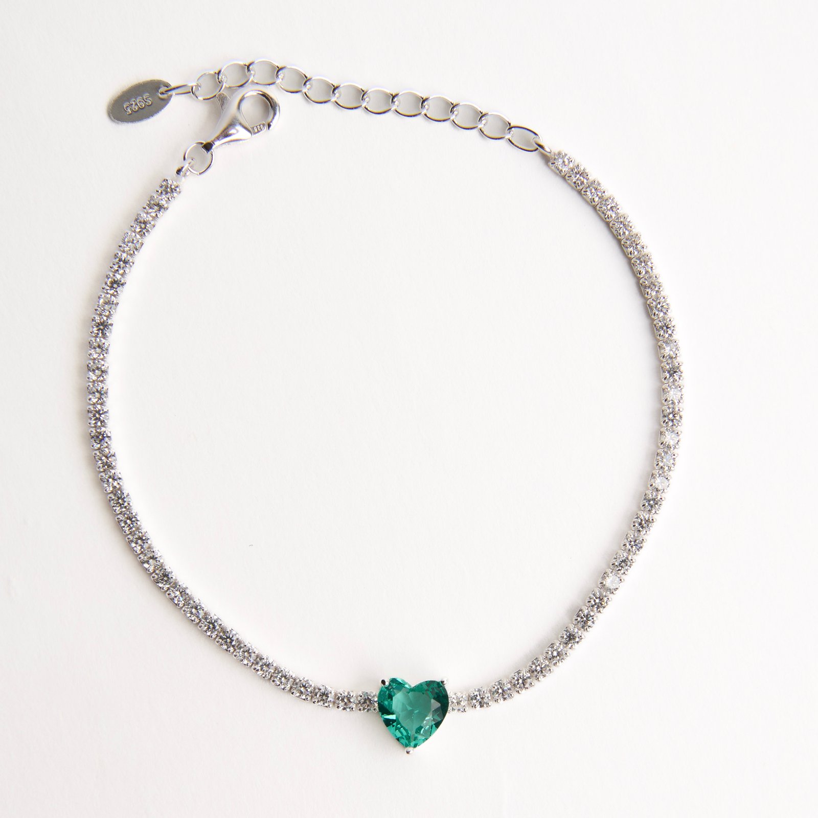 Pulseira Riviera 2.1 com zircônia coração turmalina 16+4cm
