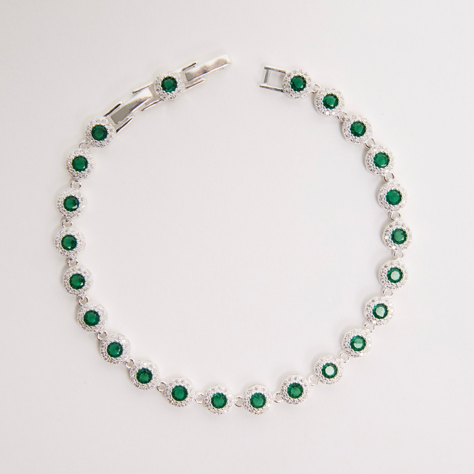 Pulseira Riviera 5.7 zircônias esmeralda 19cm com 2 fechos