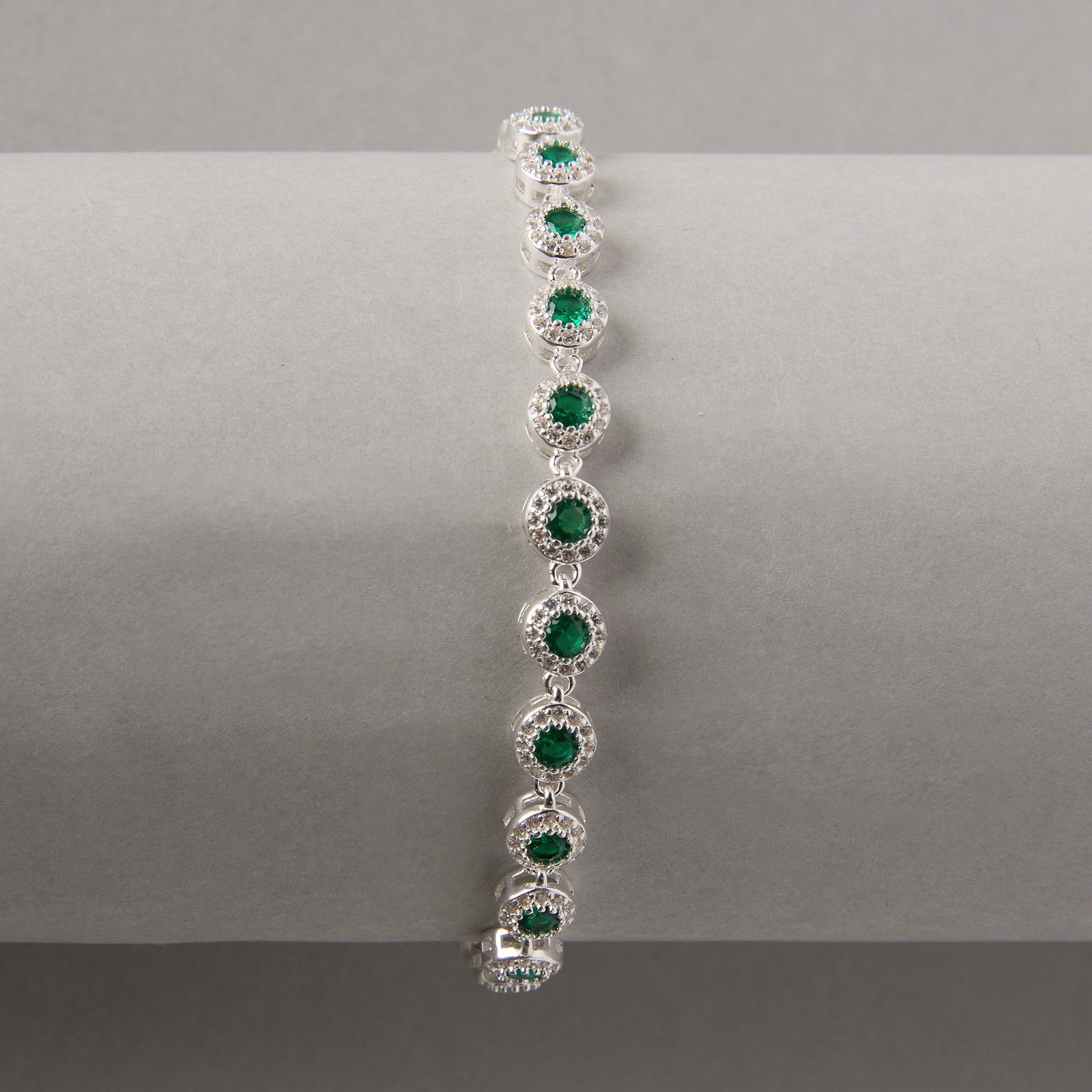 Pulseira Riviera 5.7 zircônias esmeralda 16+4cm