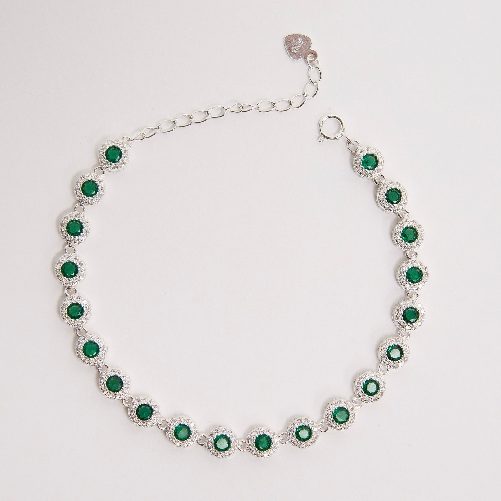 Pulseira Riviera 5.7 zircônias esmeralda 16+4cm