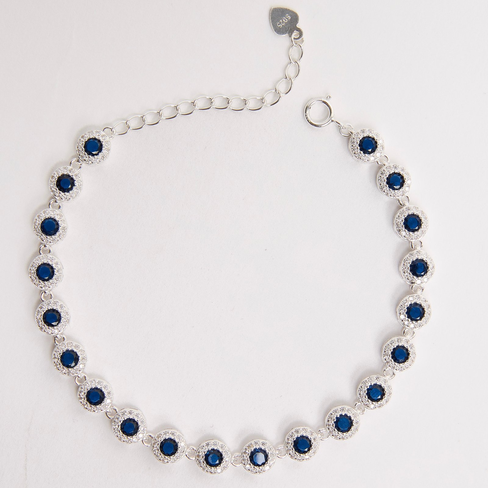 Pulseira Riviera 5.7 zircônias safira 16+4cm