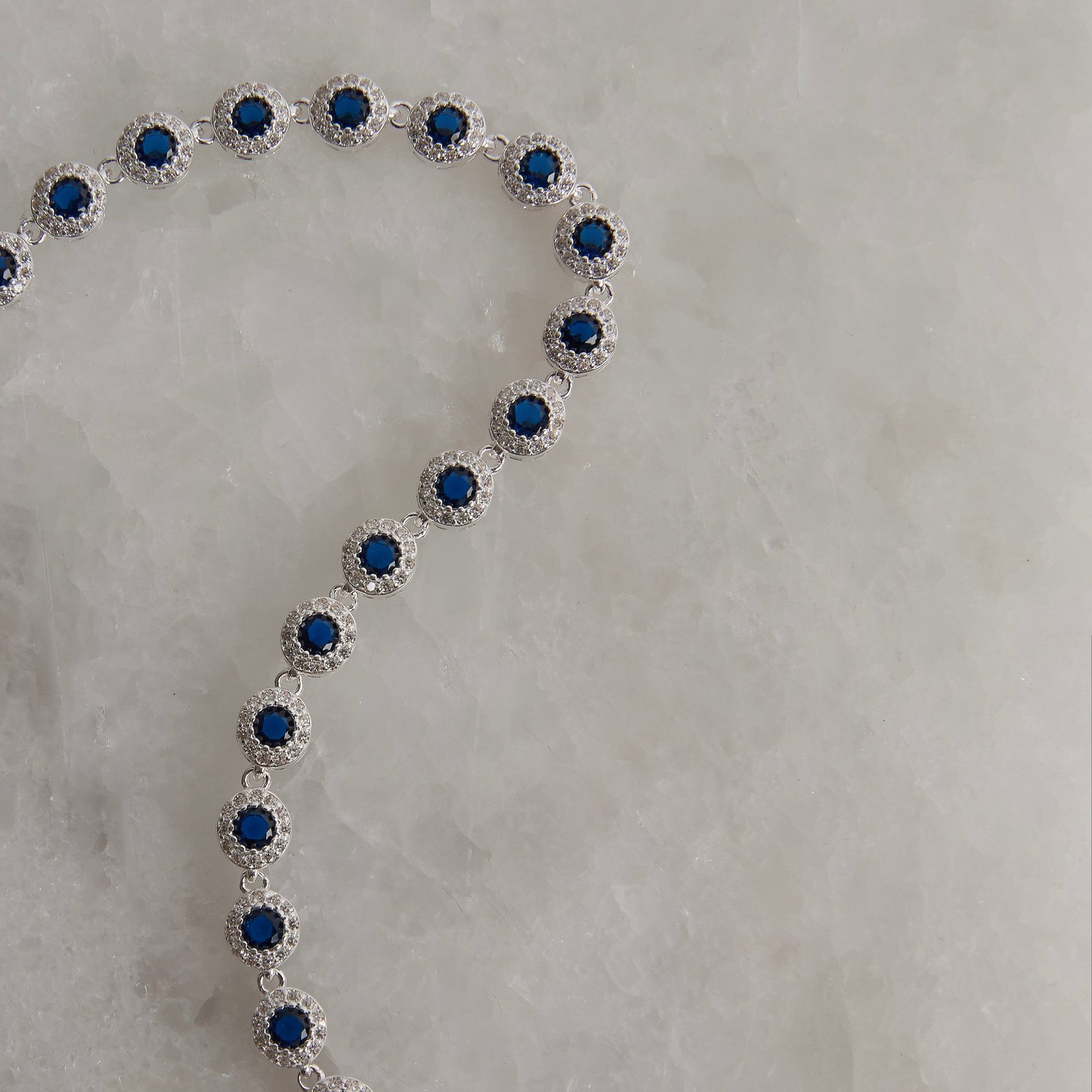 Pulseira Riviera 5.7 zircônias safira 16+4cm