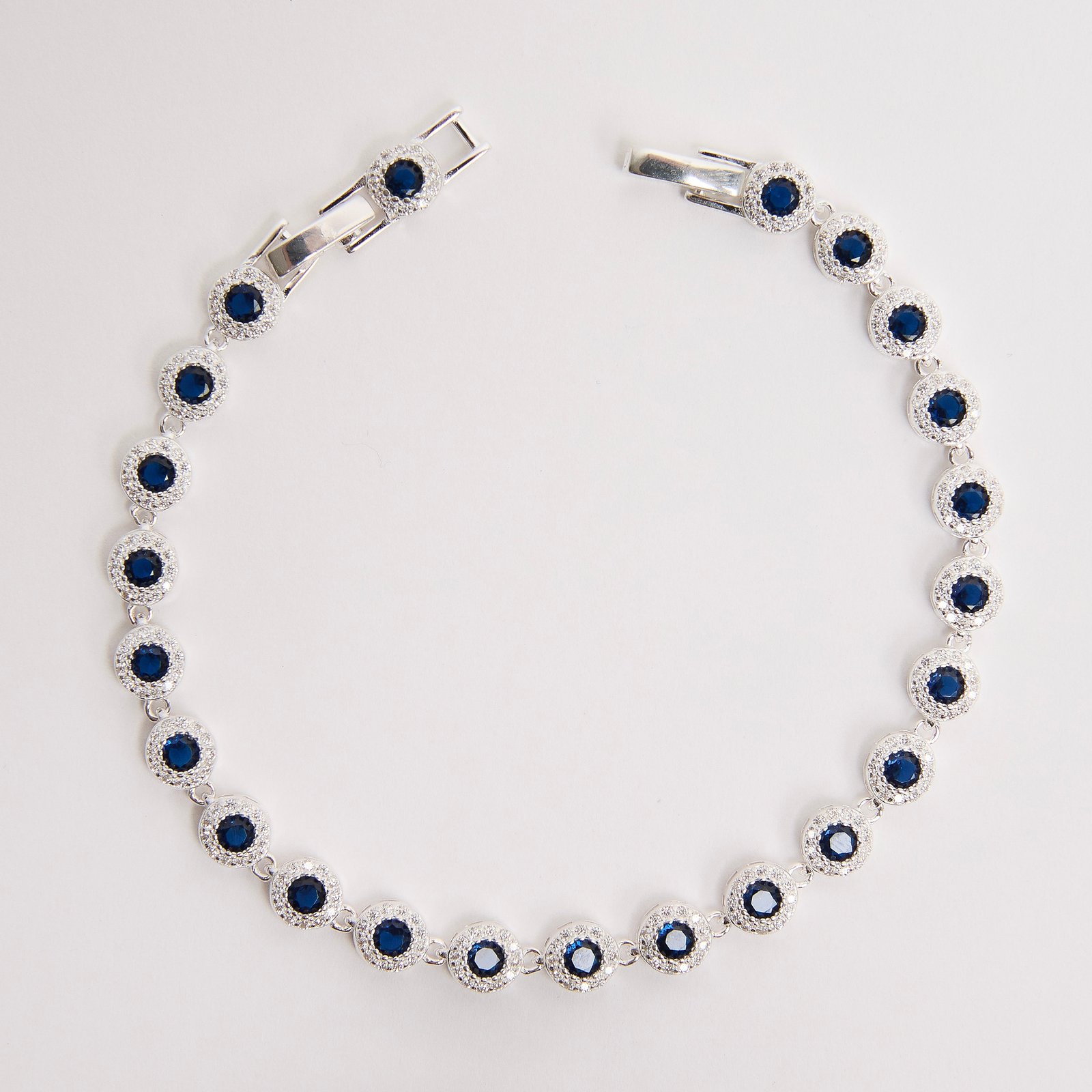 Pulseira Riviera 5.7 zircônias safira 19cm com 2 fechos