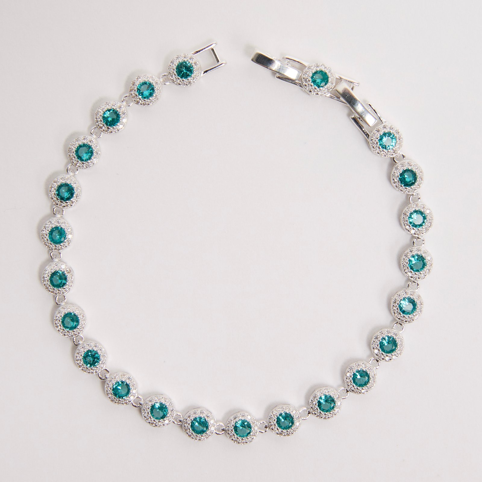 Pulseira Riviera 5.7 zircônias turmalina 19cm com 2 fechos