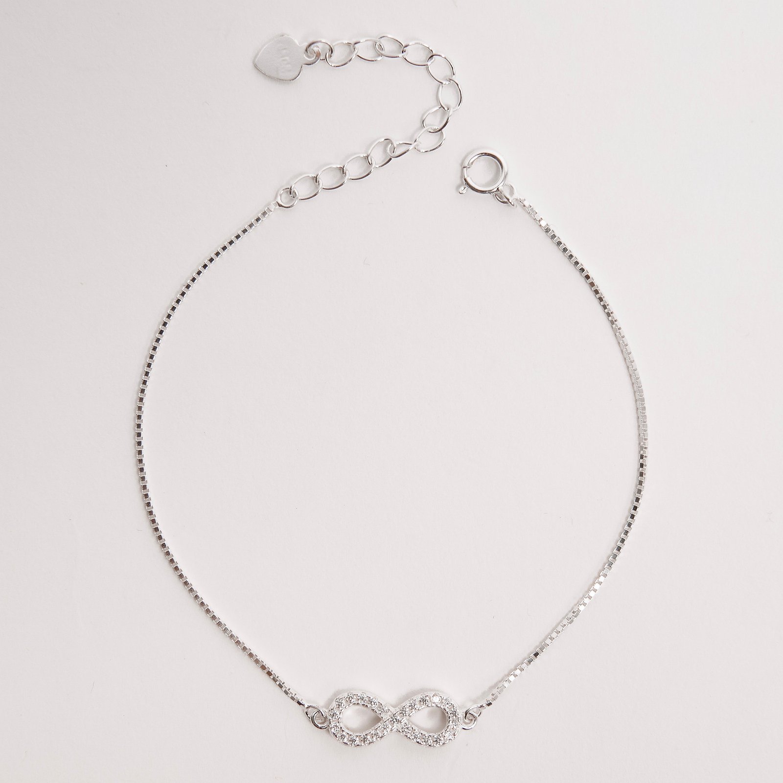 Pulseira entremeio infinito cravejado 14mm v15 16+4cm