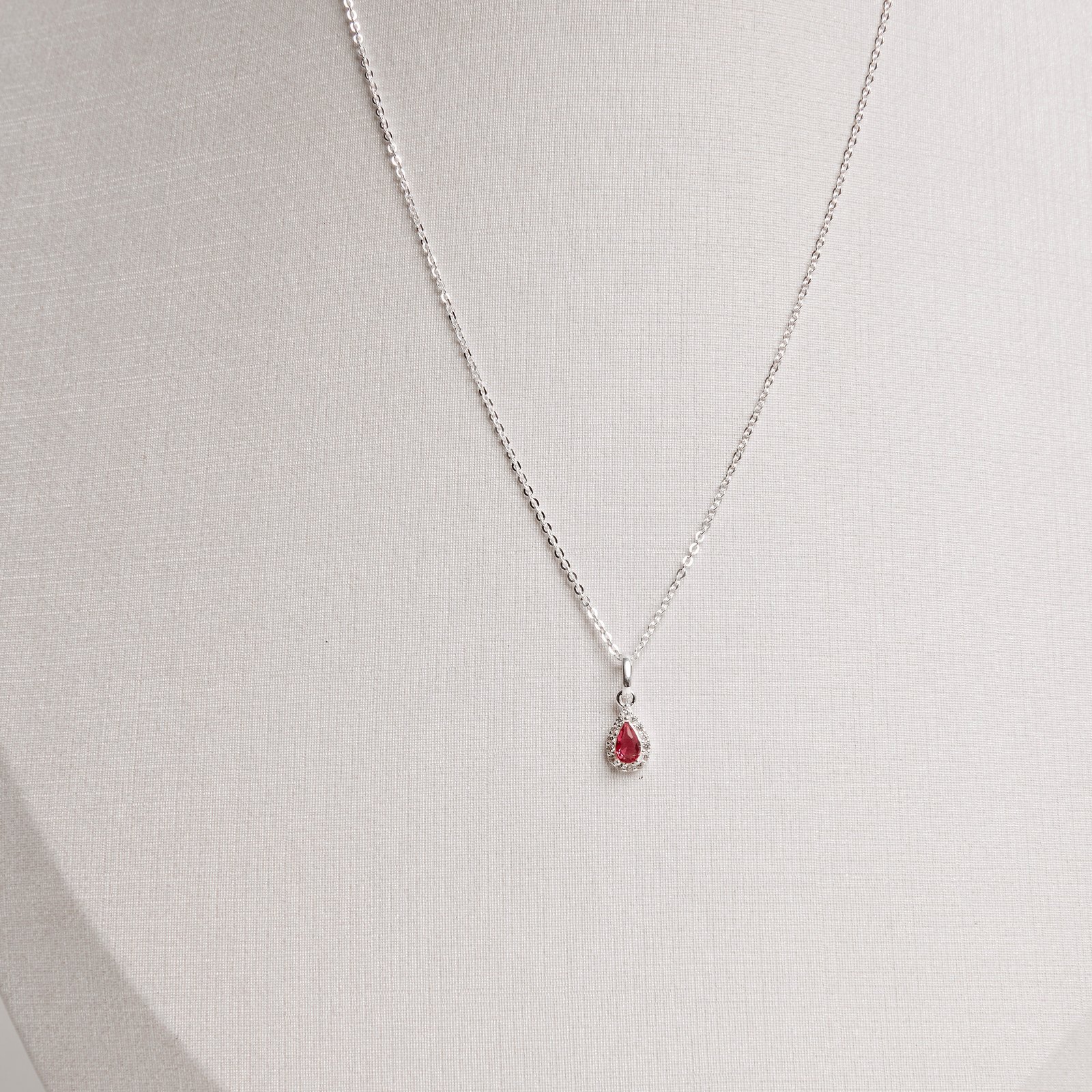 Conjunto brinco e colar zircônia gota rubi com cravejado 6mm corrente cadeadinho 40cm