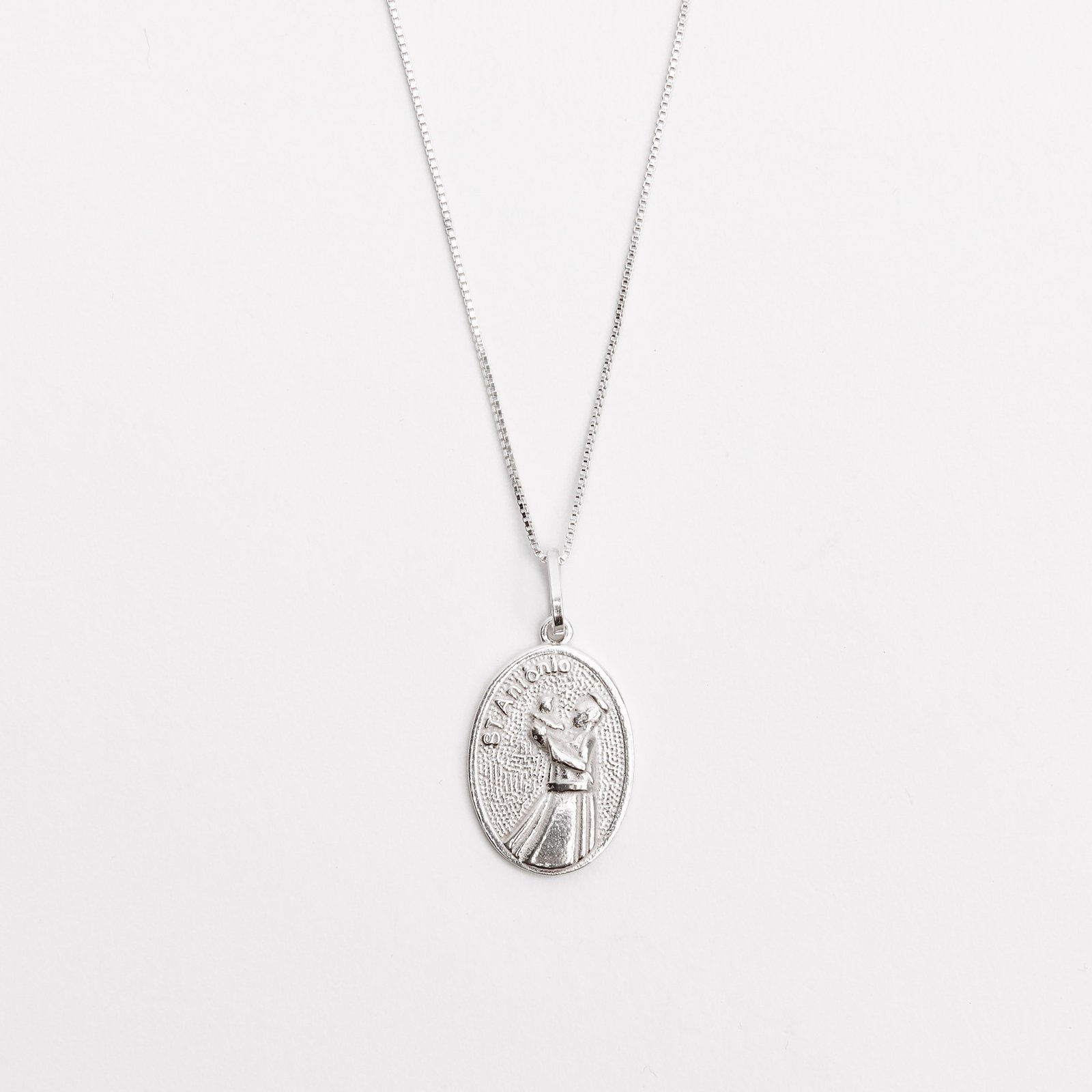 Colar pingente medalha Santo Antônio 20mm 45cm