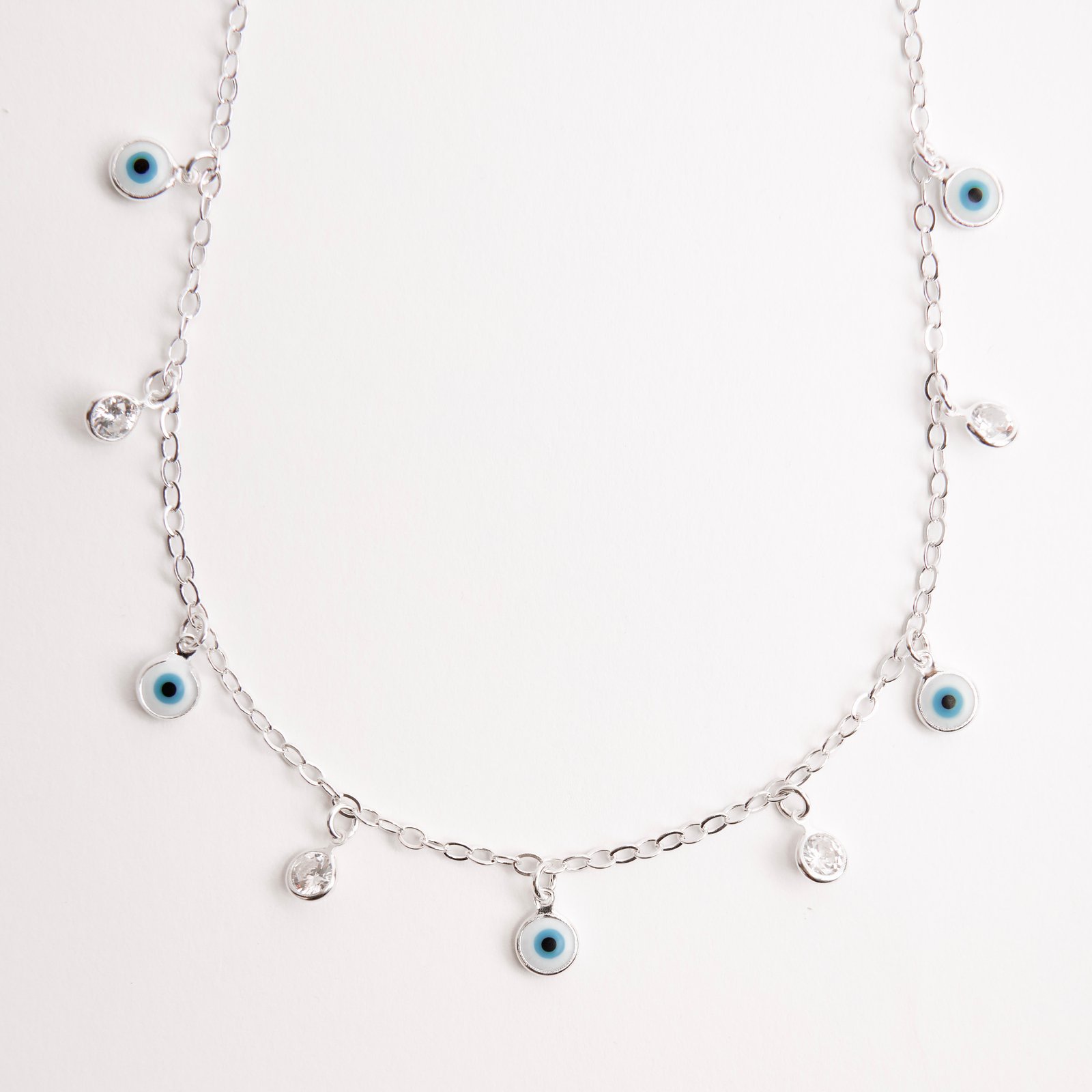 Choker pingentes olhos gregos e zircônias corrente cadeado
