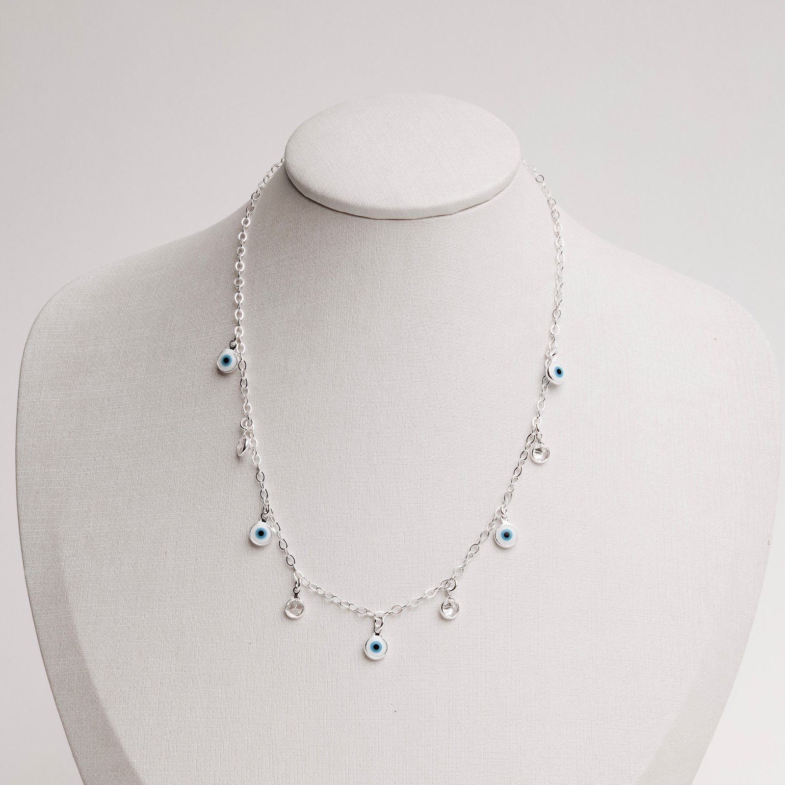 Choker pingentes olhos gregos e zircônias corrente cadeado