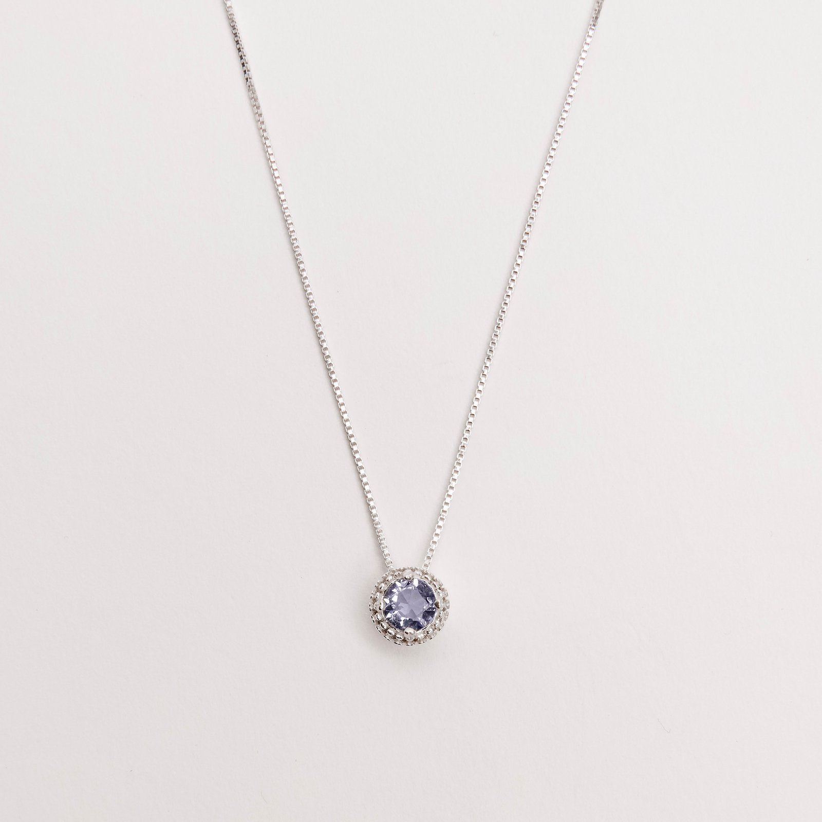 Colar zircônia redonda lilás com cravejado 7mm 40cm