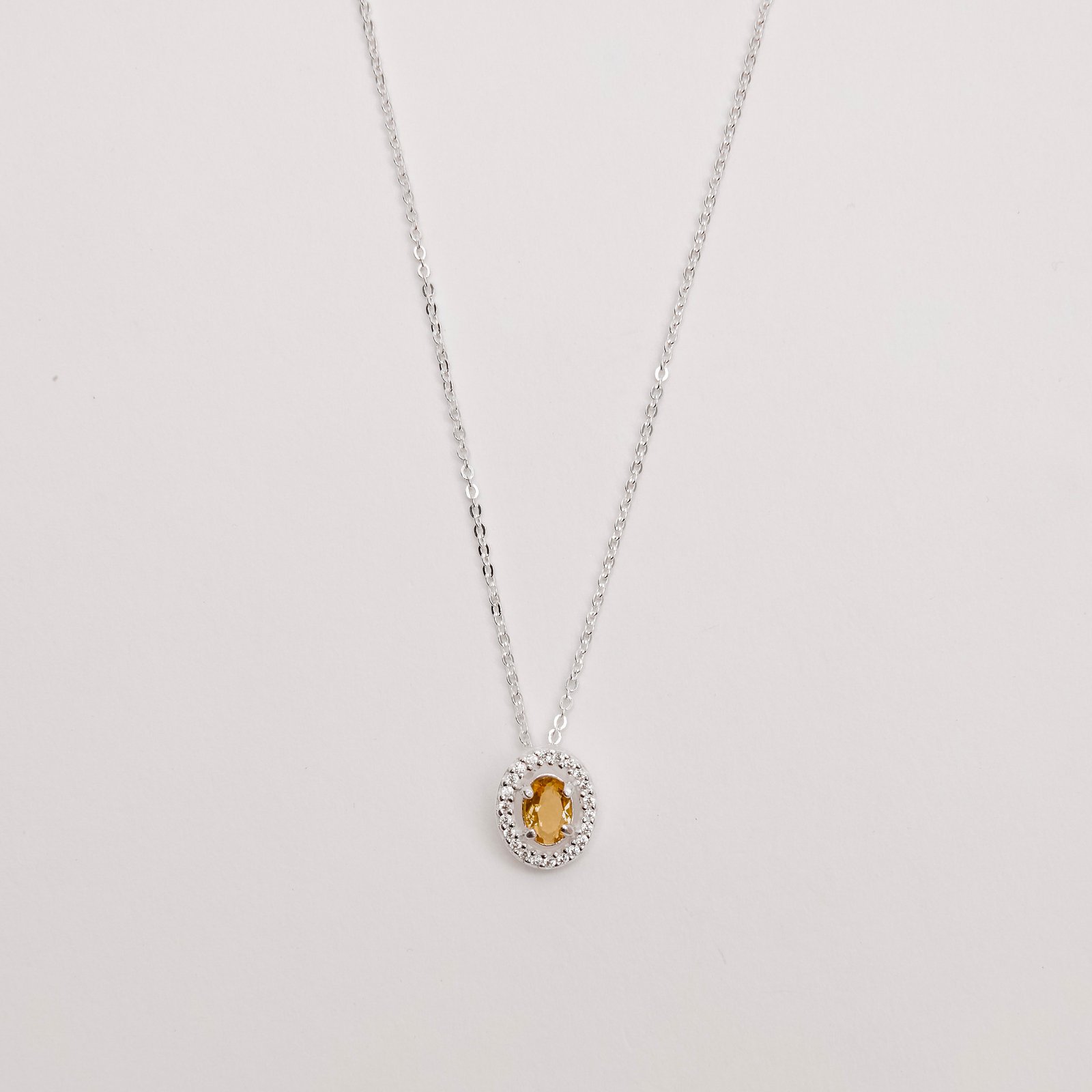 Colar zircônia oval amarela com cravejado 11mm corrente cadeadinho 45cm