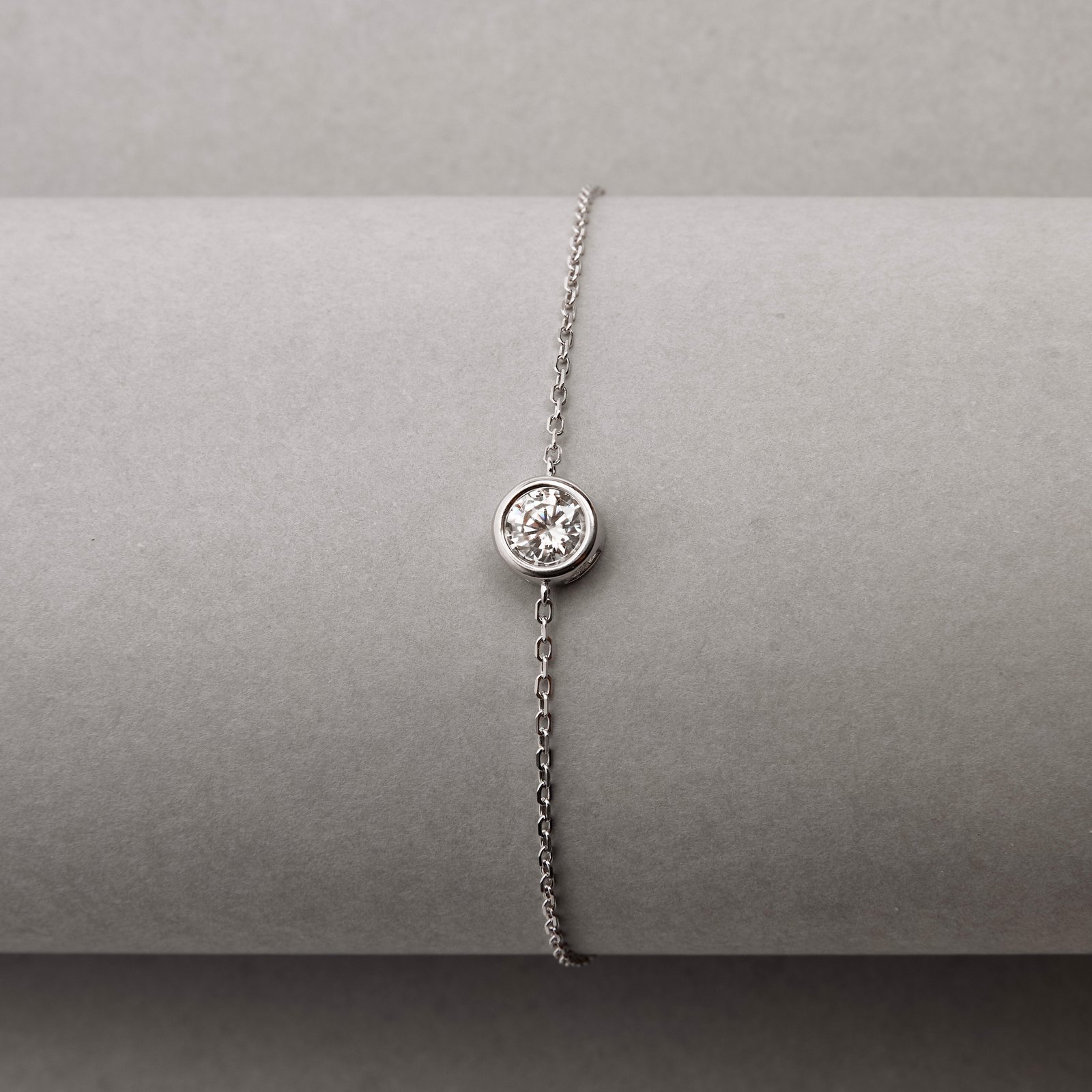 Pulseira entremeio moissanite 6mm corrente cadeado 16+4cm ródio