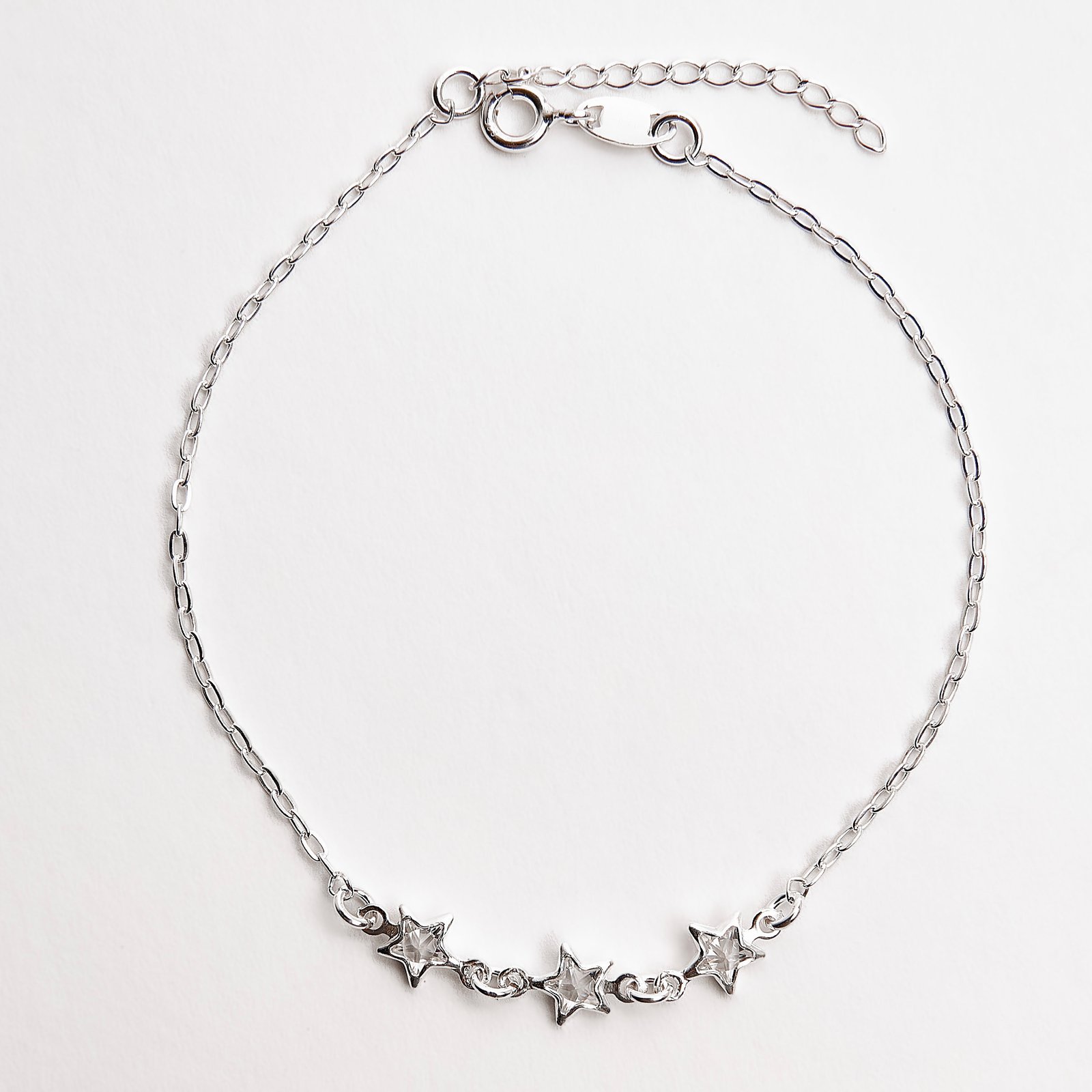 Pulseira entremeios zircônias estrela 6mm 18+3cm