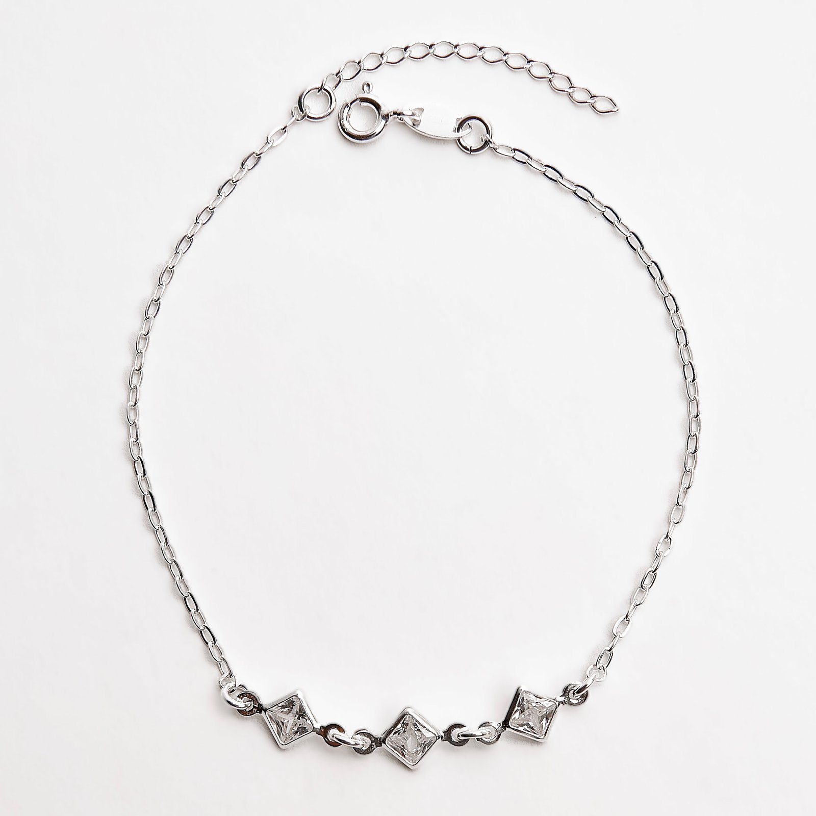 Imagem Pulseira entremeio zircônias losango 6mm 18+3cm
