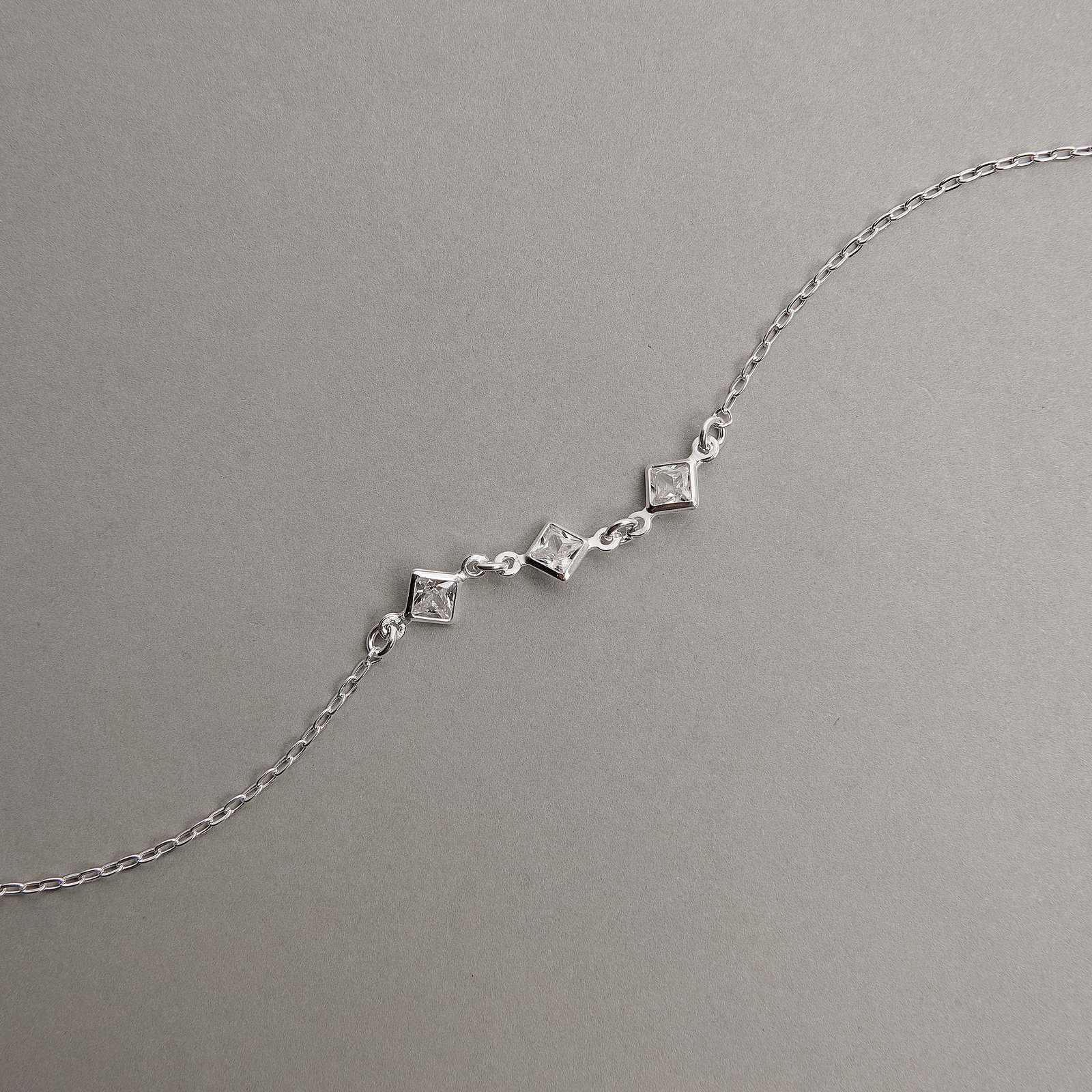 Pulseira entremeio zircônias losango 6mm 18+3cm