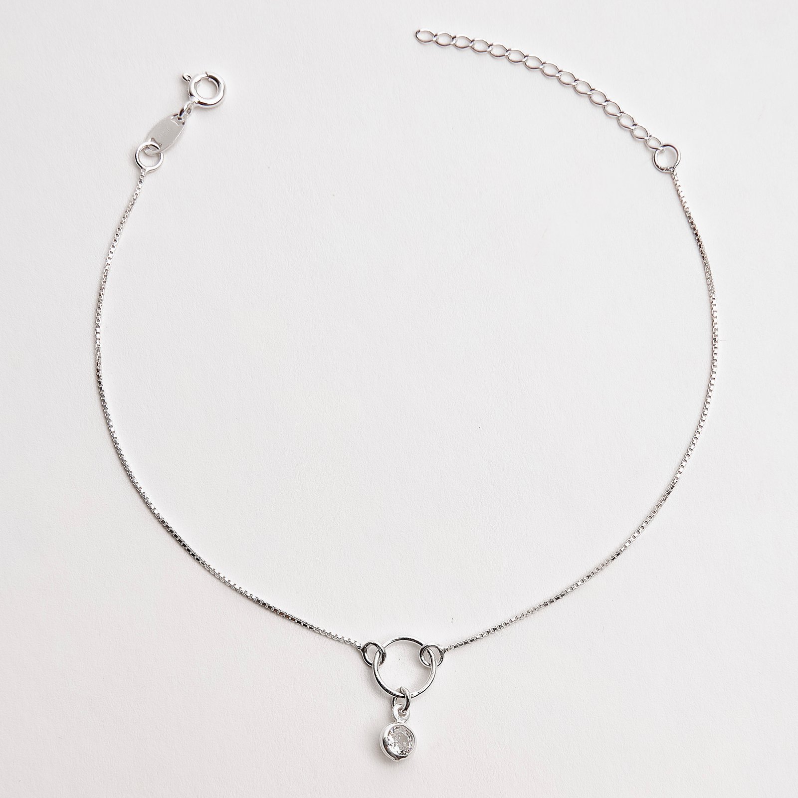 Pulseira entremeio círculo pingente zircônia 5mm 19+3cm