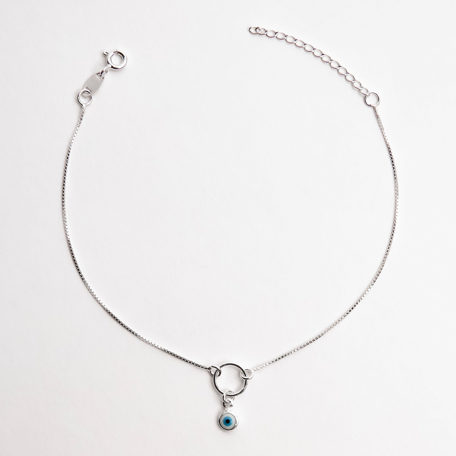 Imagem Pulseira entremeio círculo pingente olho grego 4mm 18+3cm