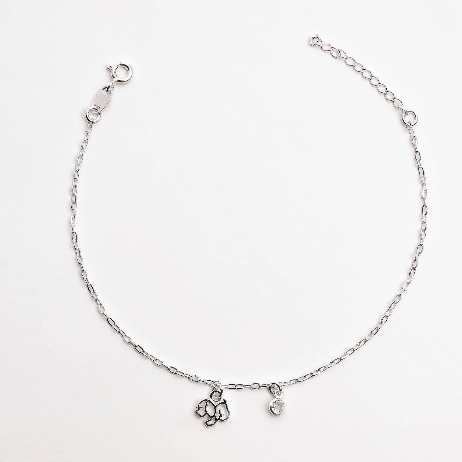 Pulseira pingentes cachorrinho e zircônia 4mm 18+3cm