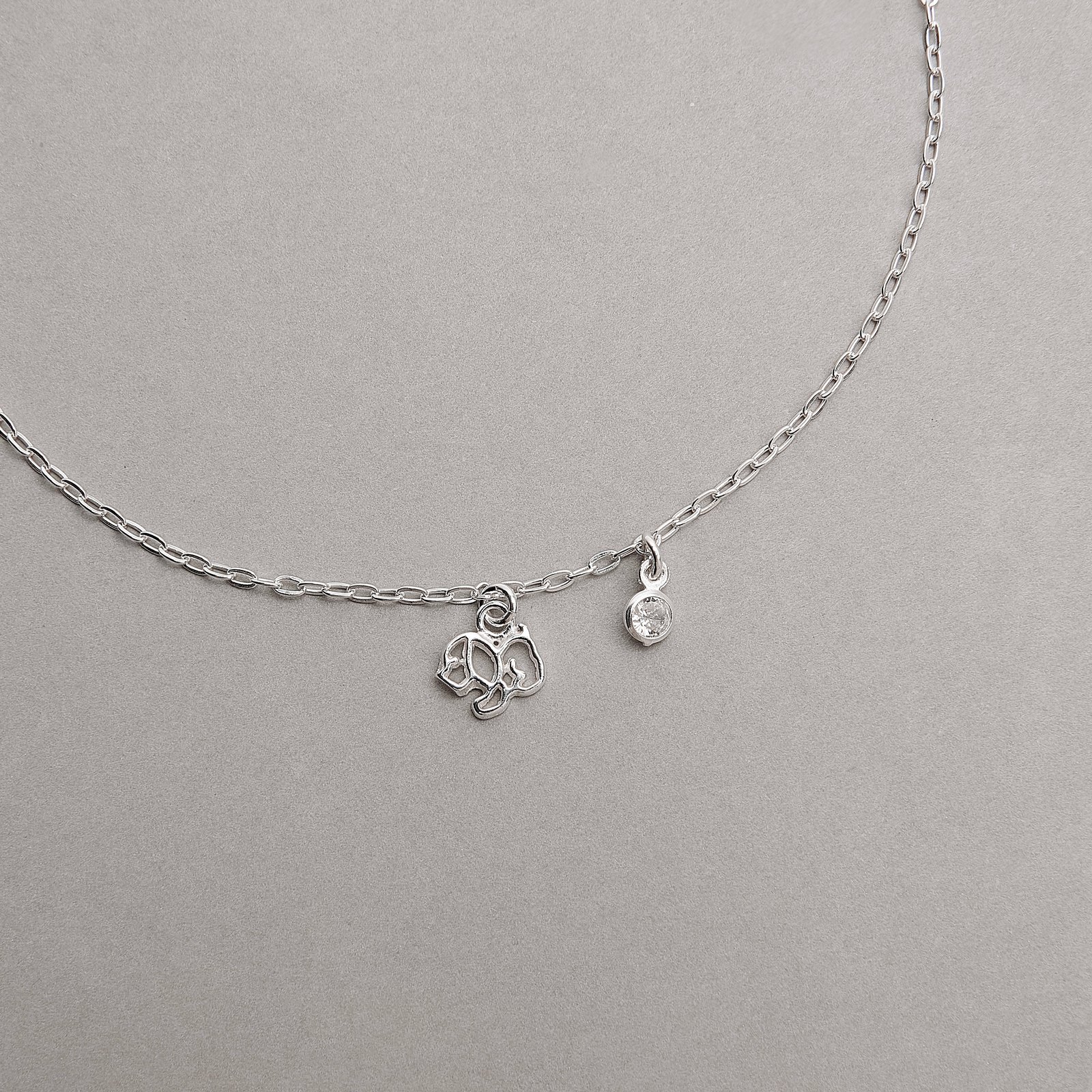 Pulseira pingentes cachorrinho e zircônia 4mm 18+3cm