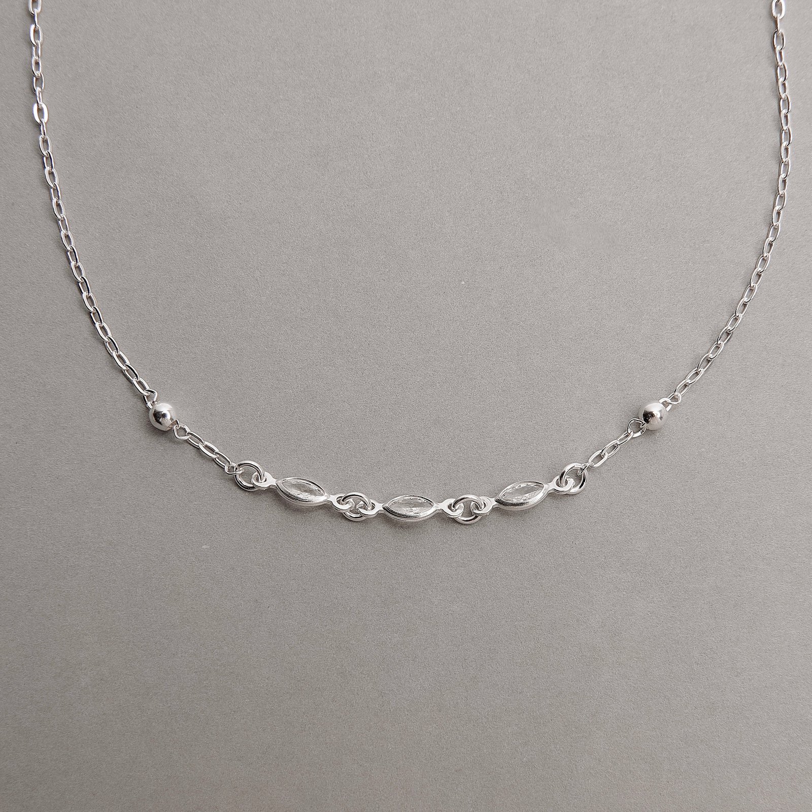 Pulseira entremeio zircônias navete e bolas 17+3cm