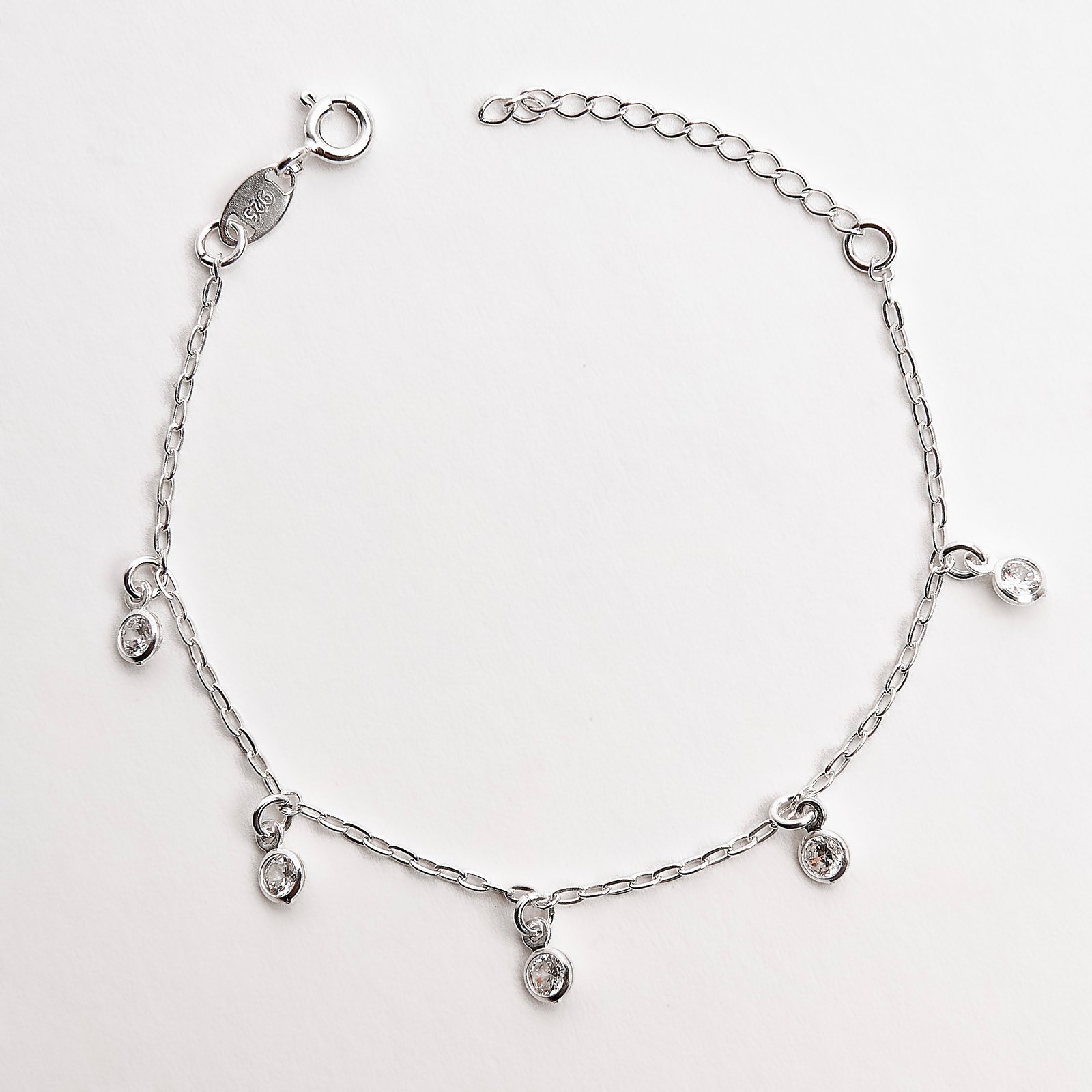 Imagem Pulseira infantil pingentes zircônias 4mm corrente cadeado 14+3cm