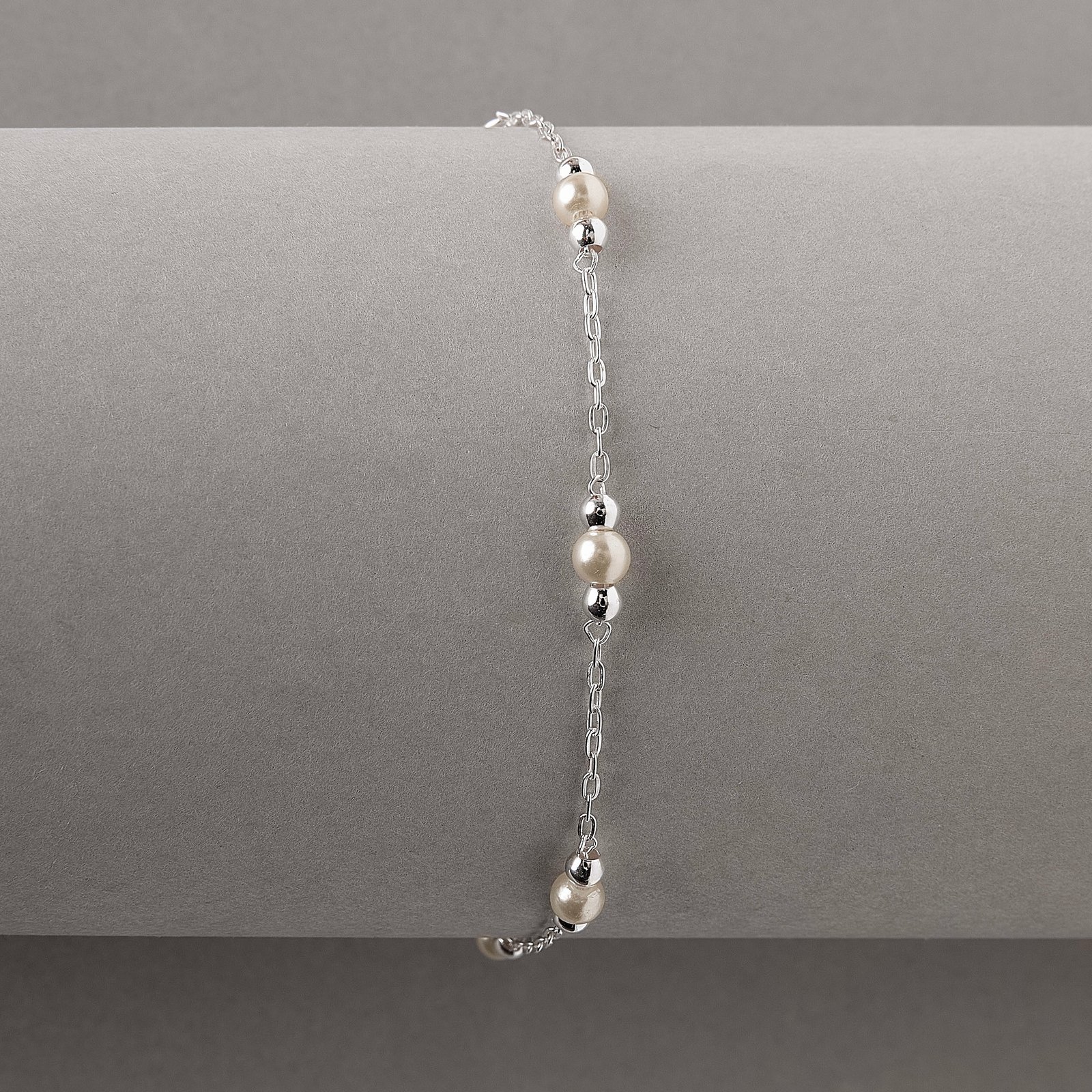 Imagem Secundária Pulseira entremeios bolas 3mm e pérolas 4mm 18+3cm