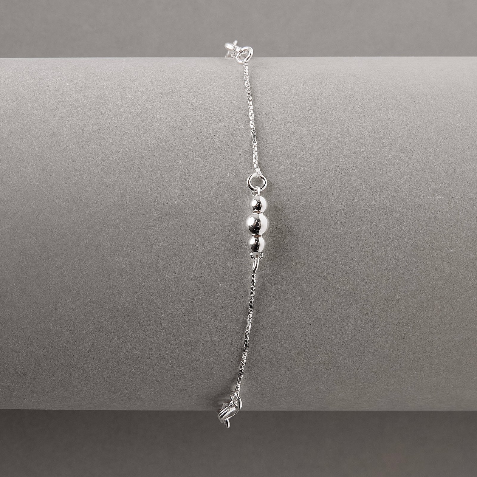 Pulseira entremeios zircônia e bolas 19+3cm