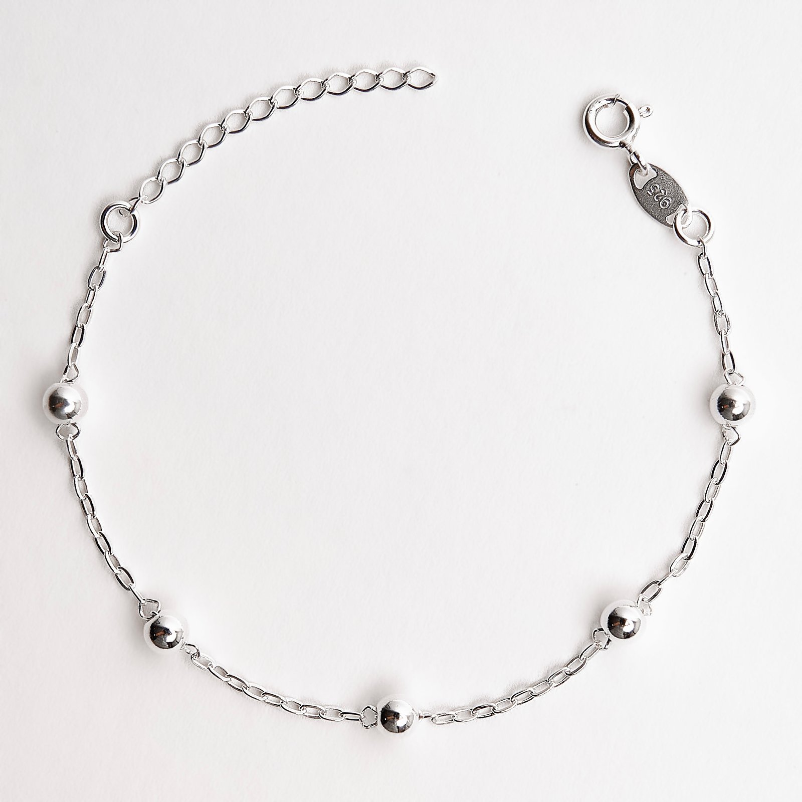 Imagem Pulseira infantil entremeio 5 bolas 4mm 13cm com alongadora