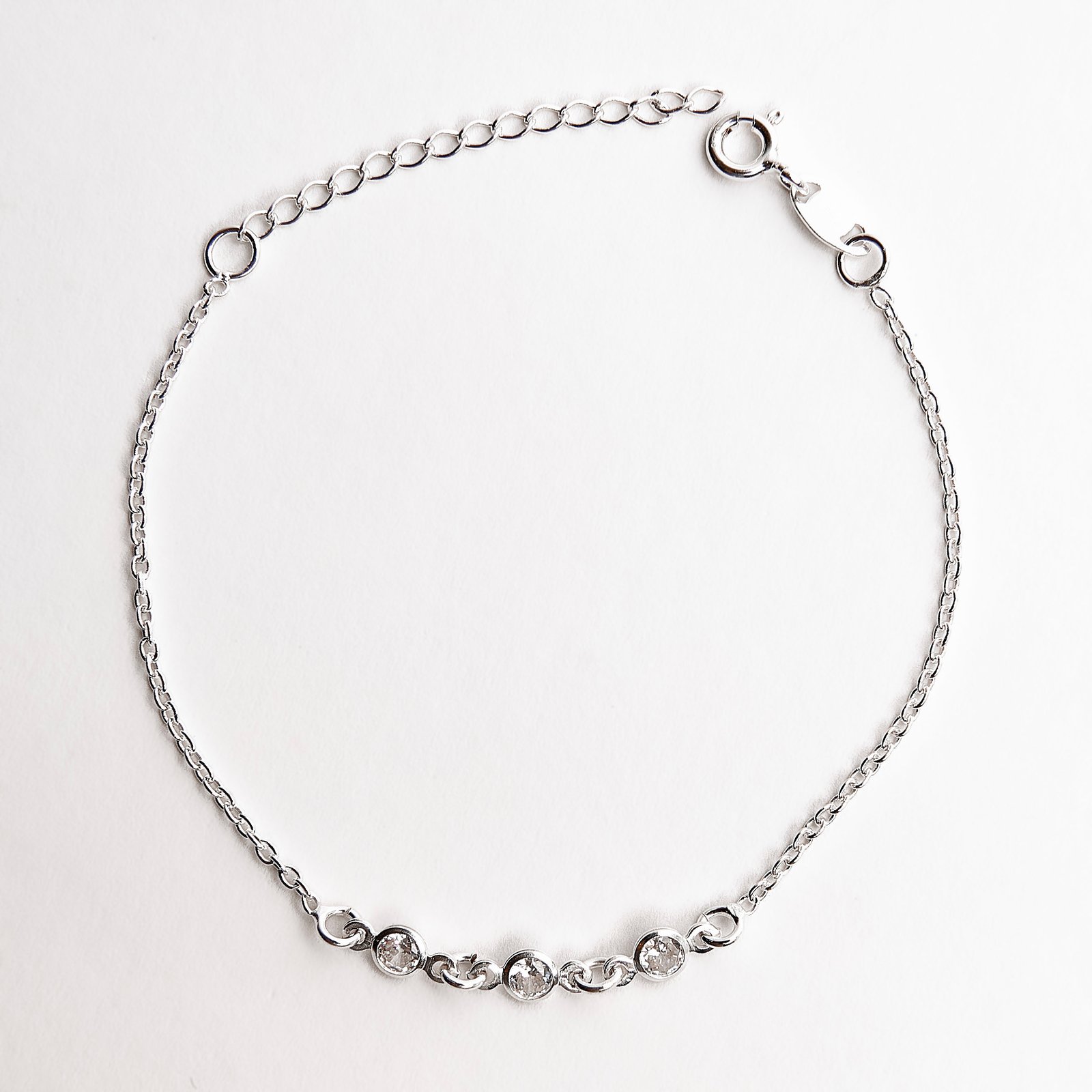 Imagem Pulseira infantil entremeio zircônias 4mm 14cm com alongadora