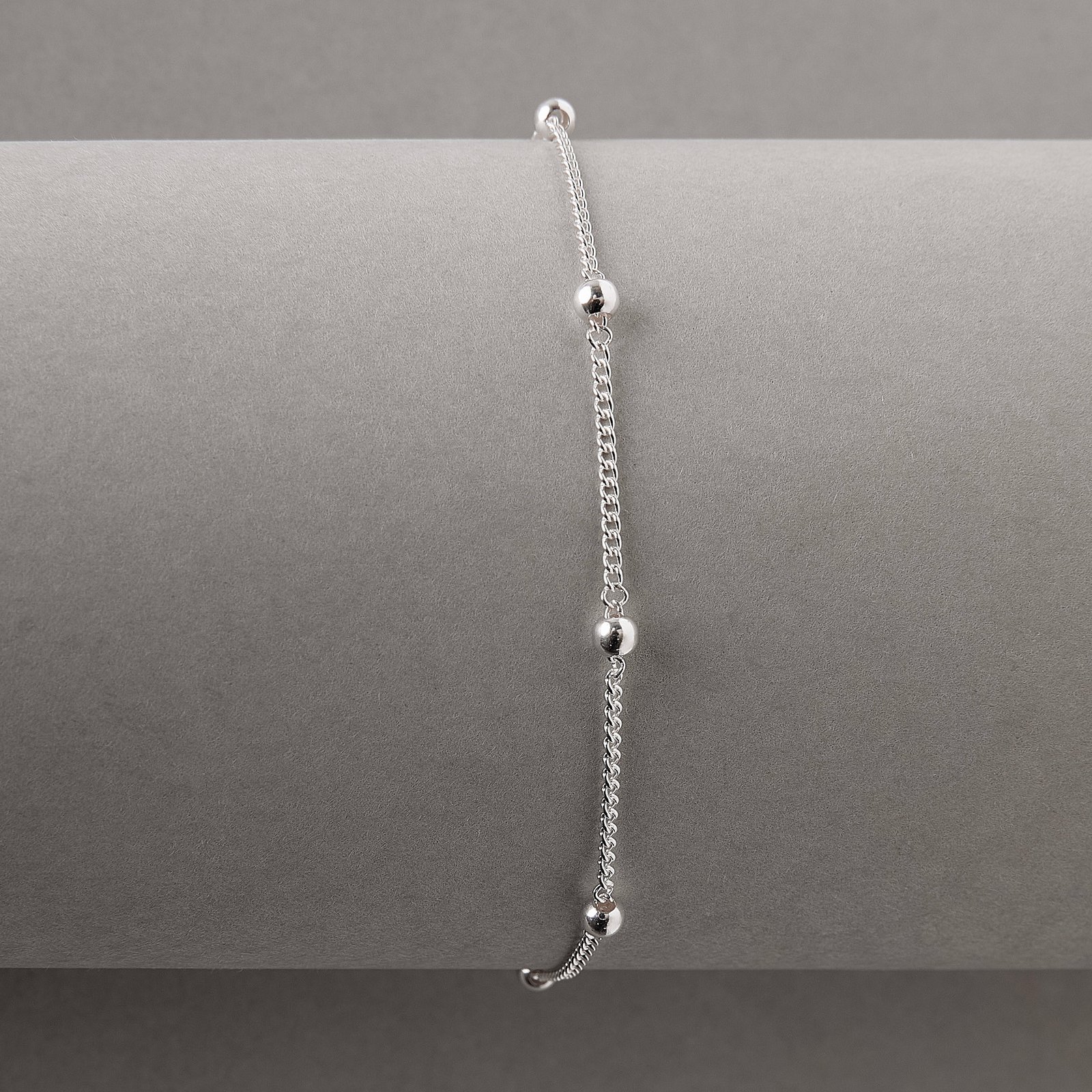 Pulseira infantil grumet 5 bolas 3mm 14cm com alongadora