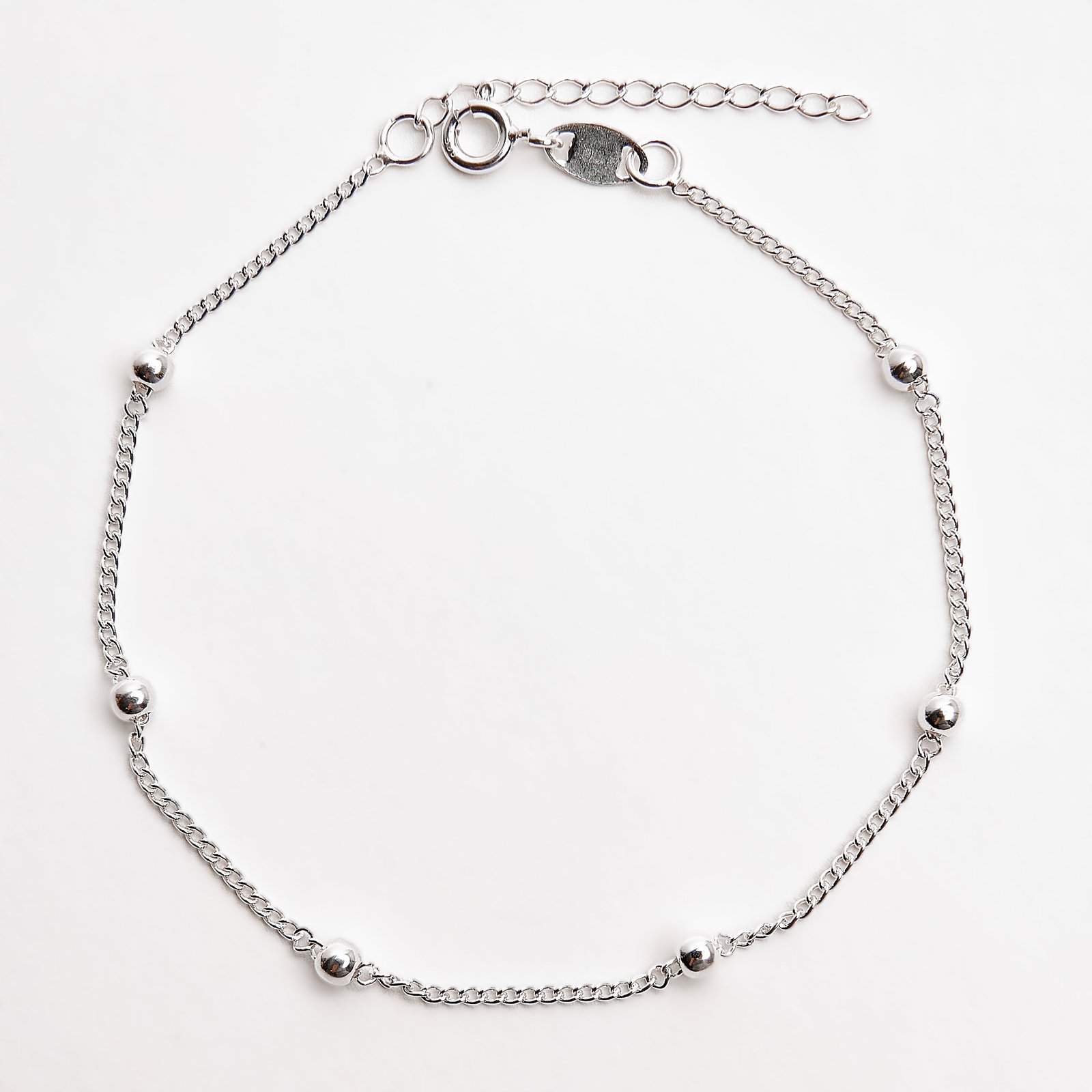 Imagem Pulseira entremeio bolas 3mm corrente grumet 18+3cm