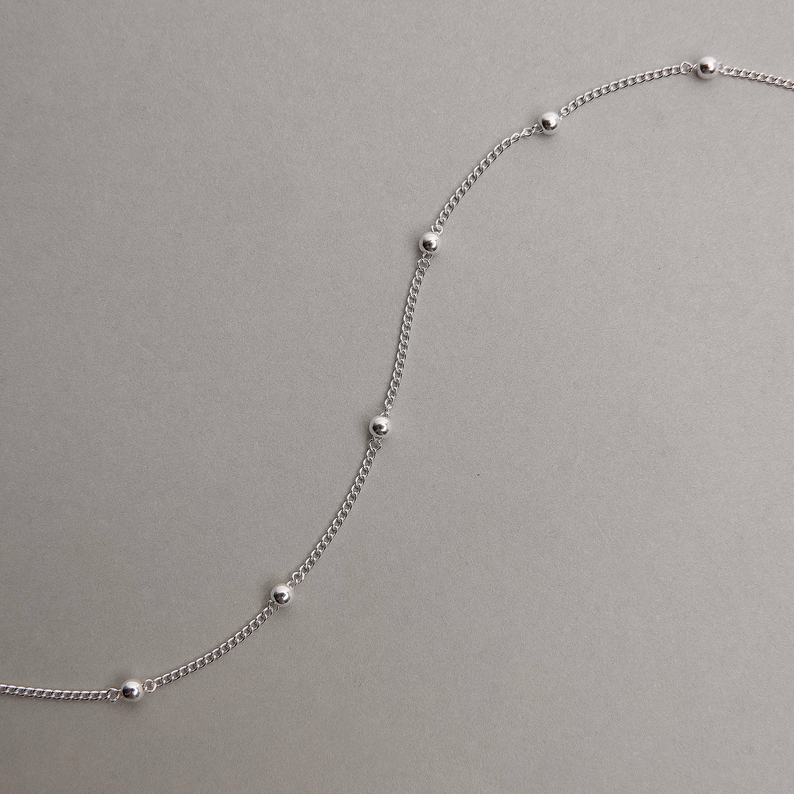 Pulseira entremeio bolas 3mm corrente grumet 18+3cm