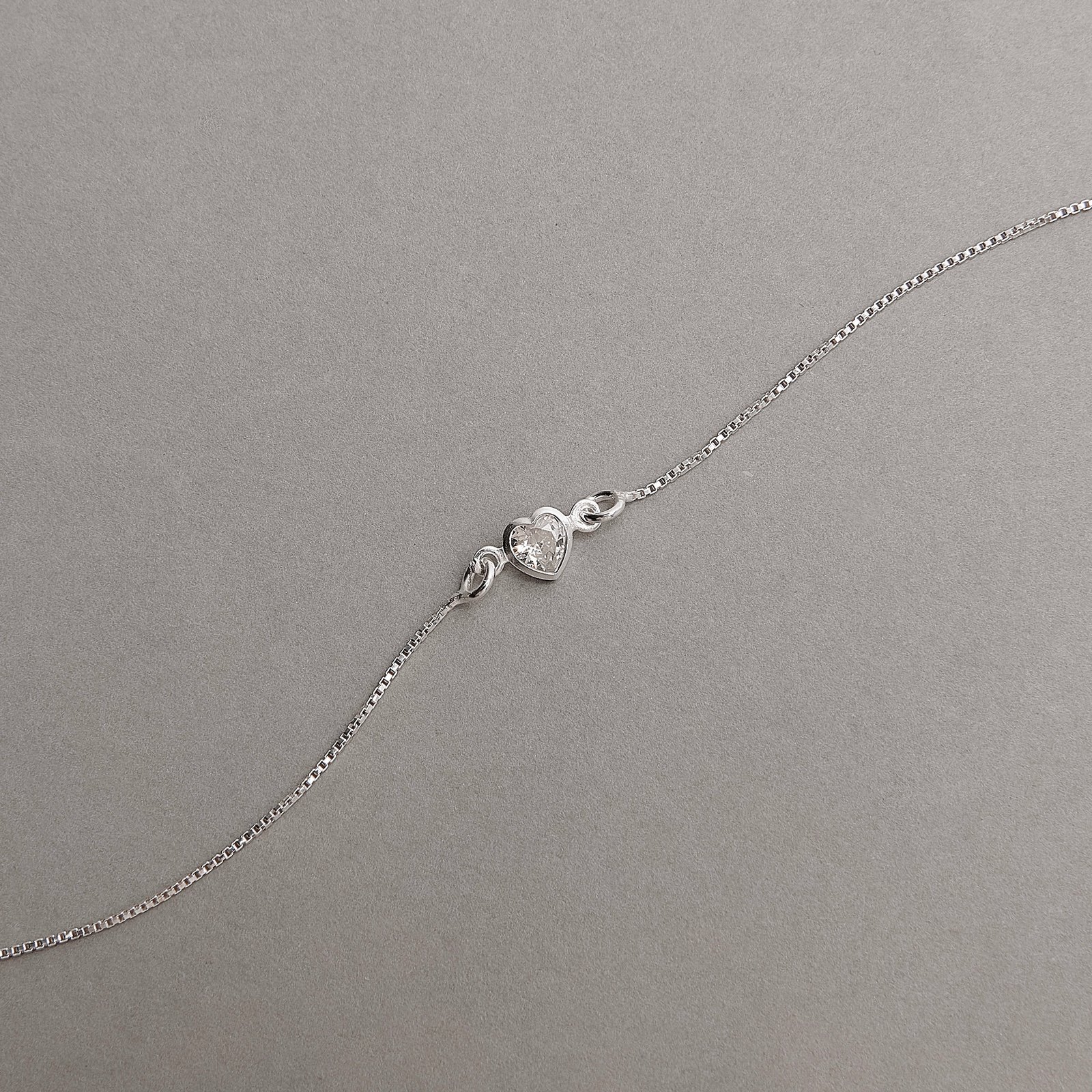 Pulseira entremeio zircônia coração 4mm 19+3cm