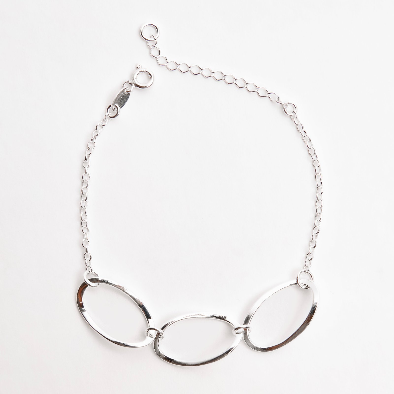 Imagem Pulseira entremeio 3 elos ovais corrente elo português 16+4cm