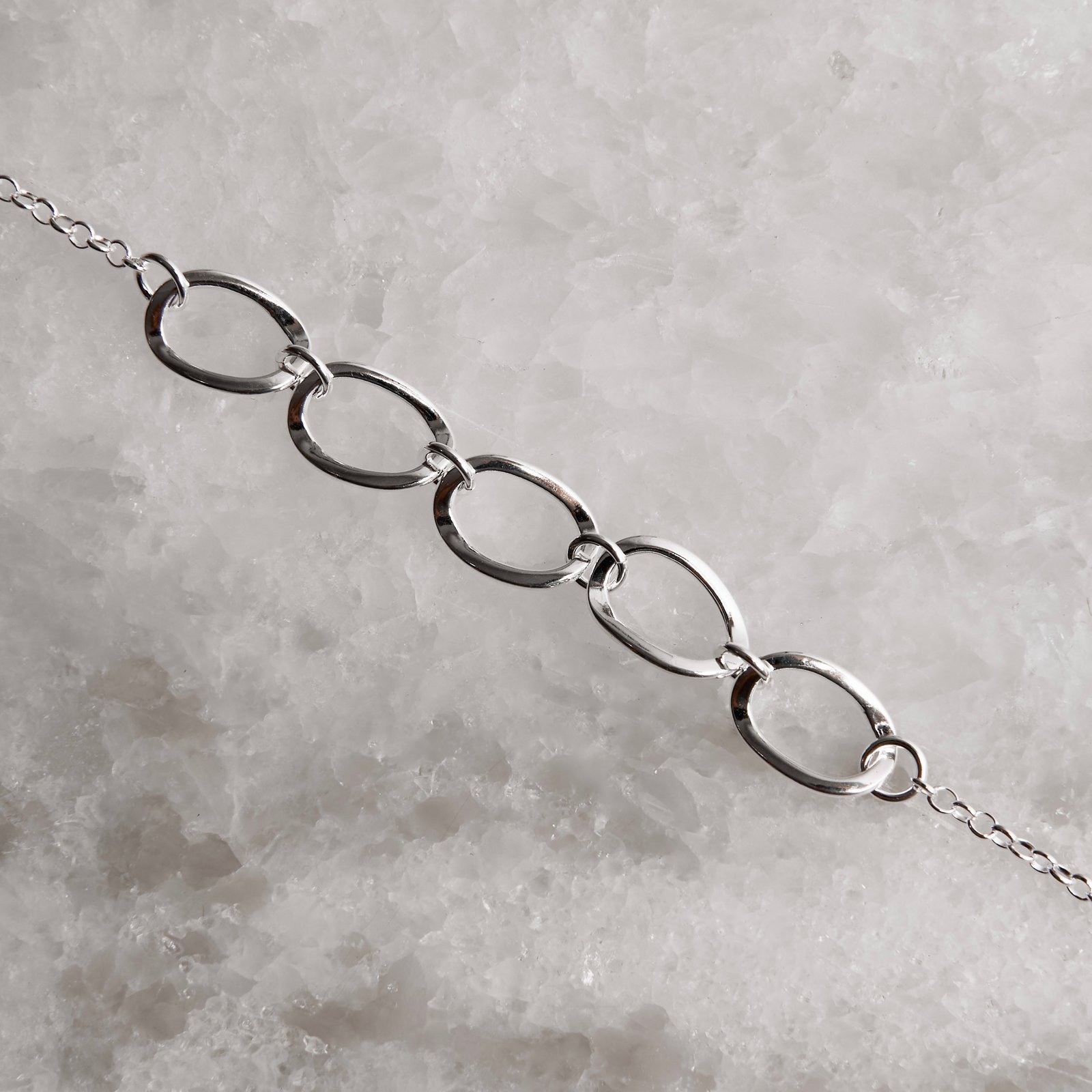 Pulseira entremeio 5 elos ovais corrente elo português 16+4cm