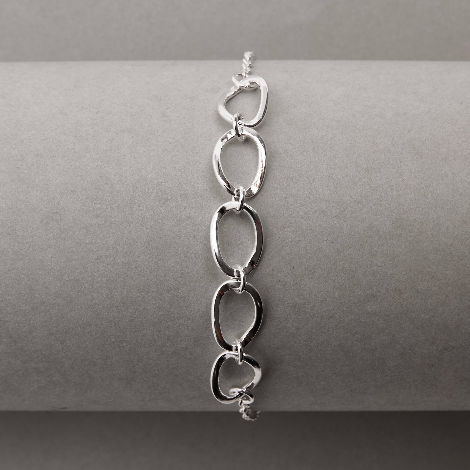 Pulseira entremeio 5 elos ovais corrente elo português 16+4cm