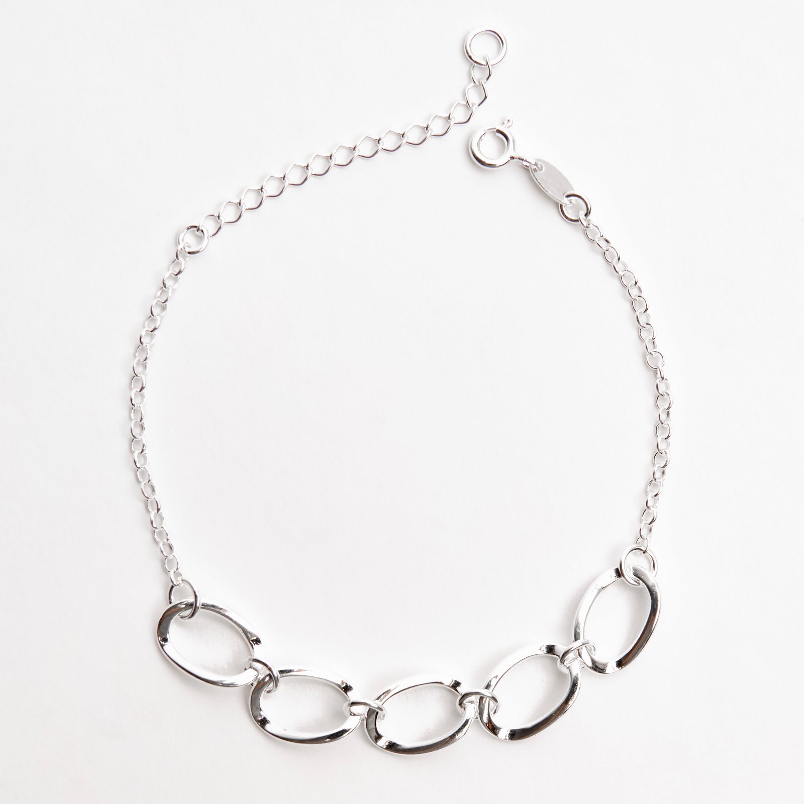 Pulseira entremeio 5 elos ovais corrente elo português 16+4cm
